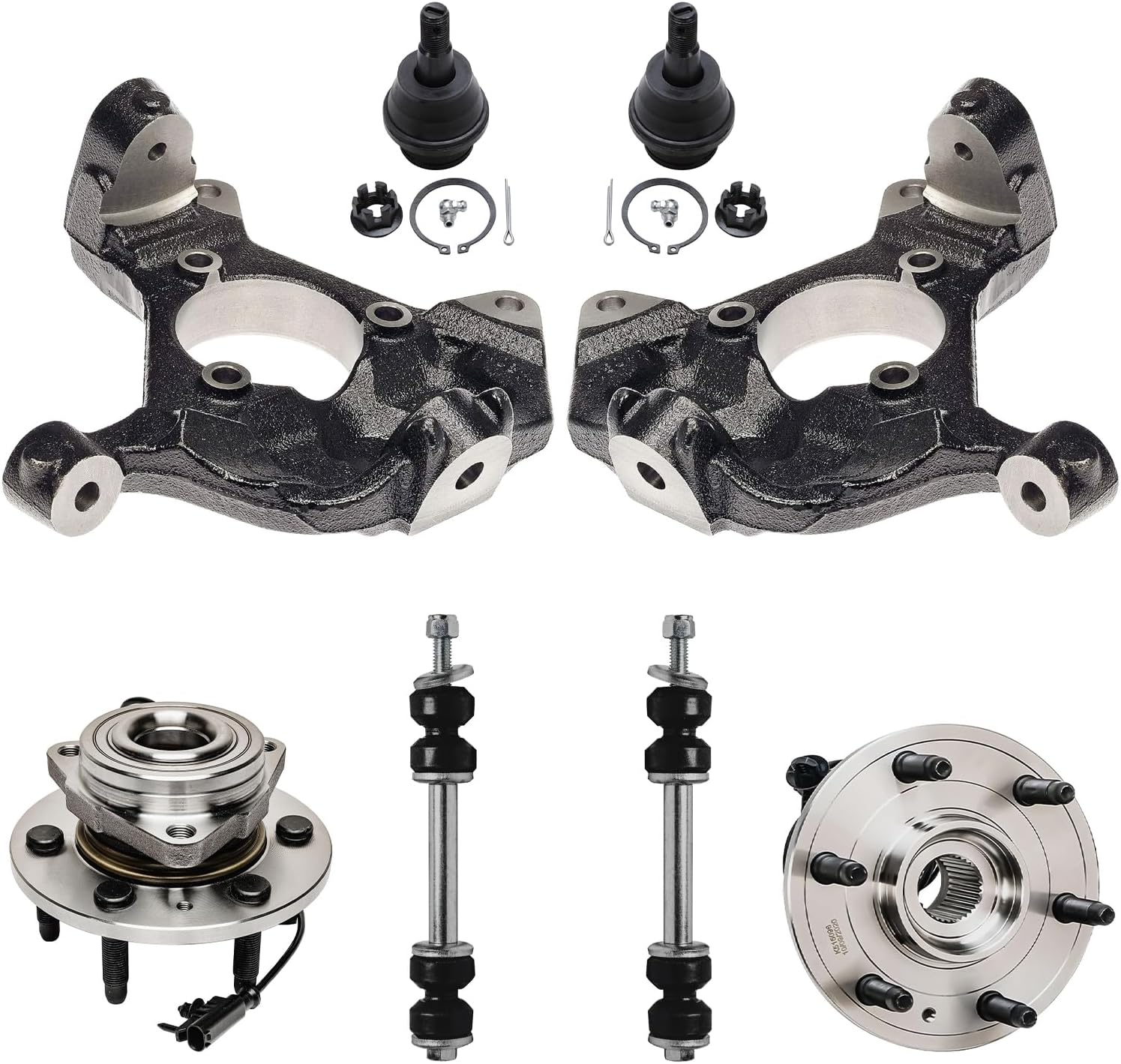 8pc Front Steering Knuckles Wheel Hub and Bearings Sway Bar Links Suspension Kit