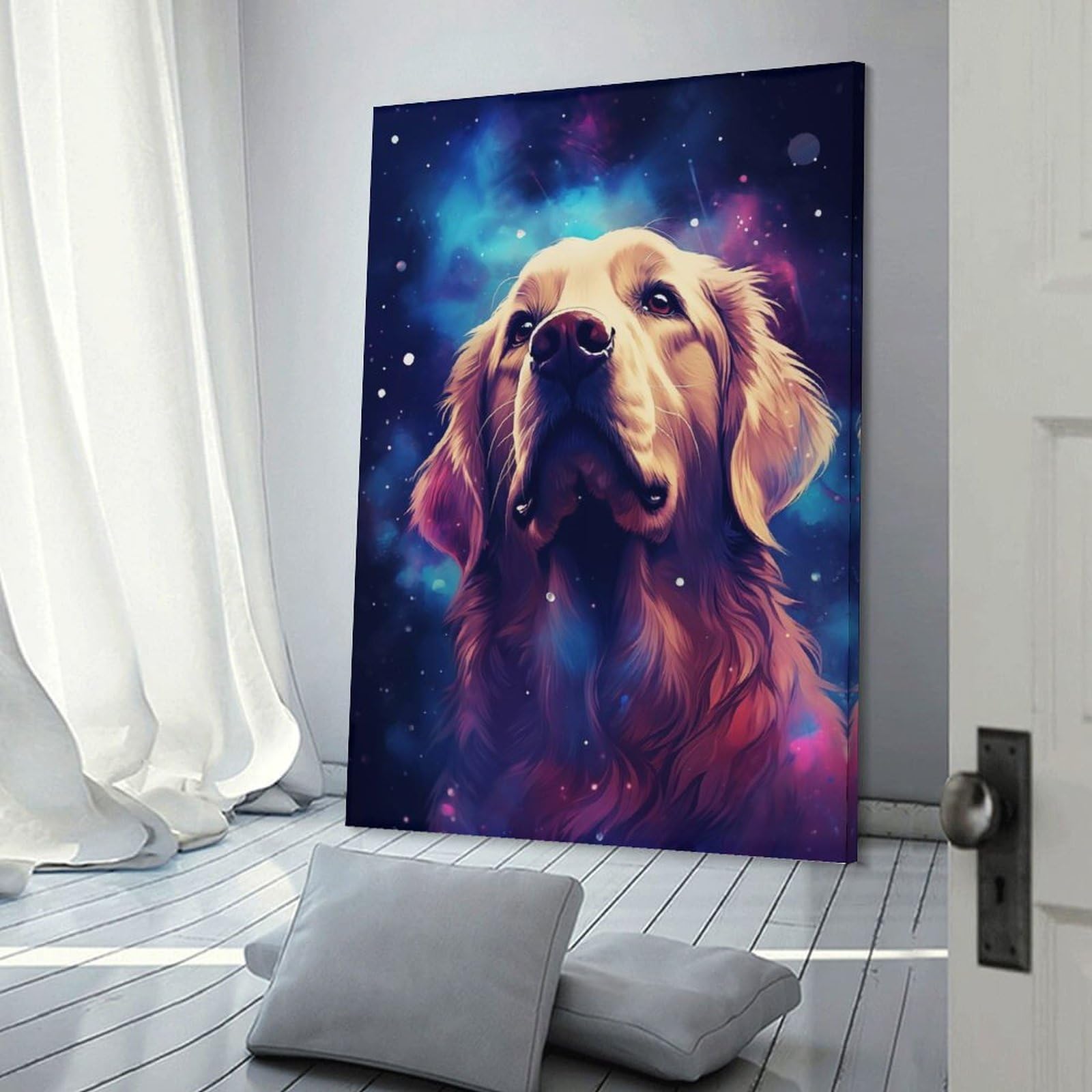 Junmoney Dogs Universe Canvas Art Print 20x30inch(50x75cm), for New Homes, Bedrooms Or Workspaces, Gift Idea for Housewarming And Birthdays