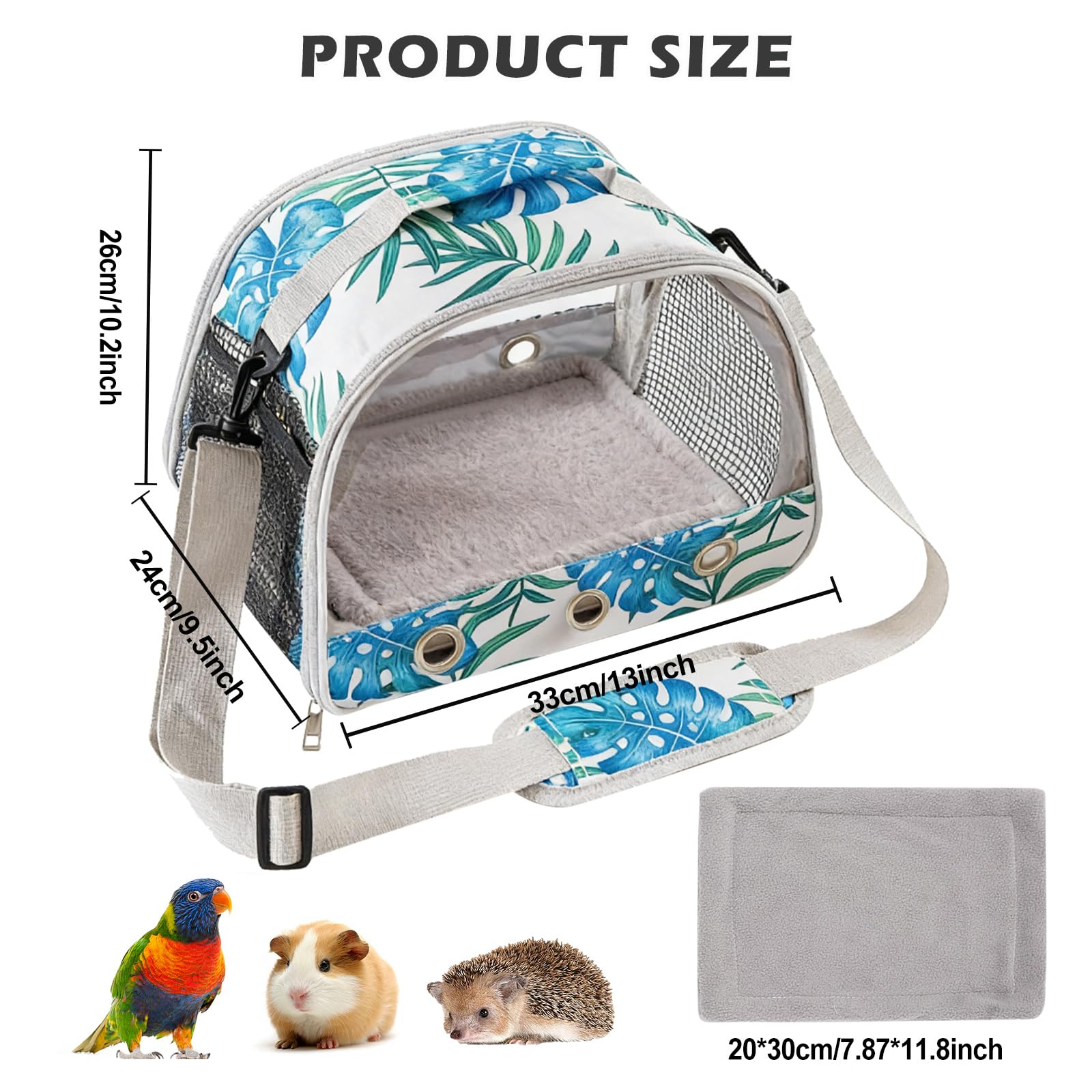 Petit sac de transport pour animal de compagnie avec coussin, sac de transport pour petit animal, boîte de transport pour chat avec ouverture latérale, sac de transport pour cochon d'Inde, boîte de