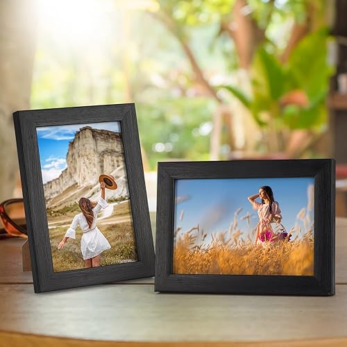 Miniatura 2 de Giftgarden Portarretratos de 4 x 6 pulgadas, color negro, paquete de 7 marcos de fotos de cristal real de 4 x 6 pulgadas, para pared o mesa
