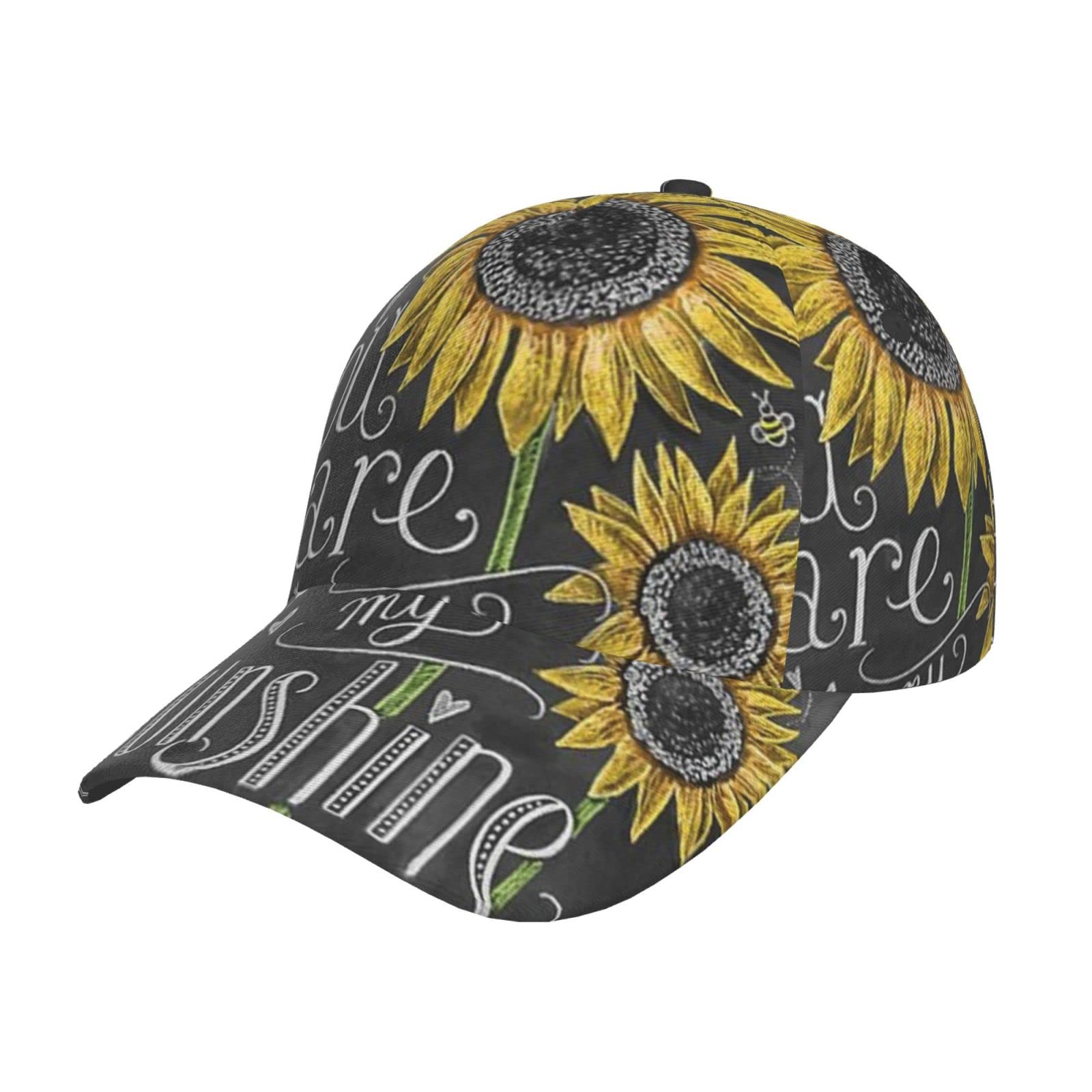 Hysdpuzk You are My Sunflower Print Tylish Curved-Brim Baseball Cap - Full Print Polyester Hat for All Seasons and Genders