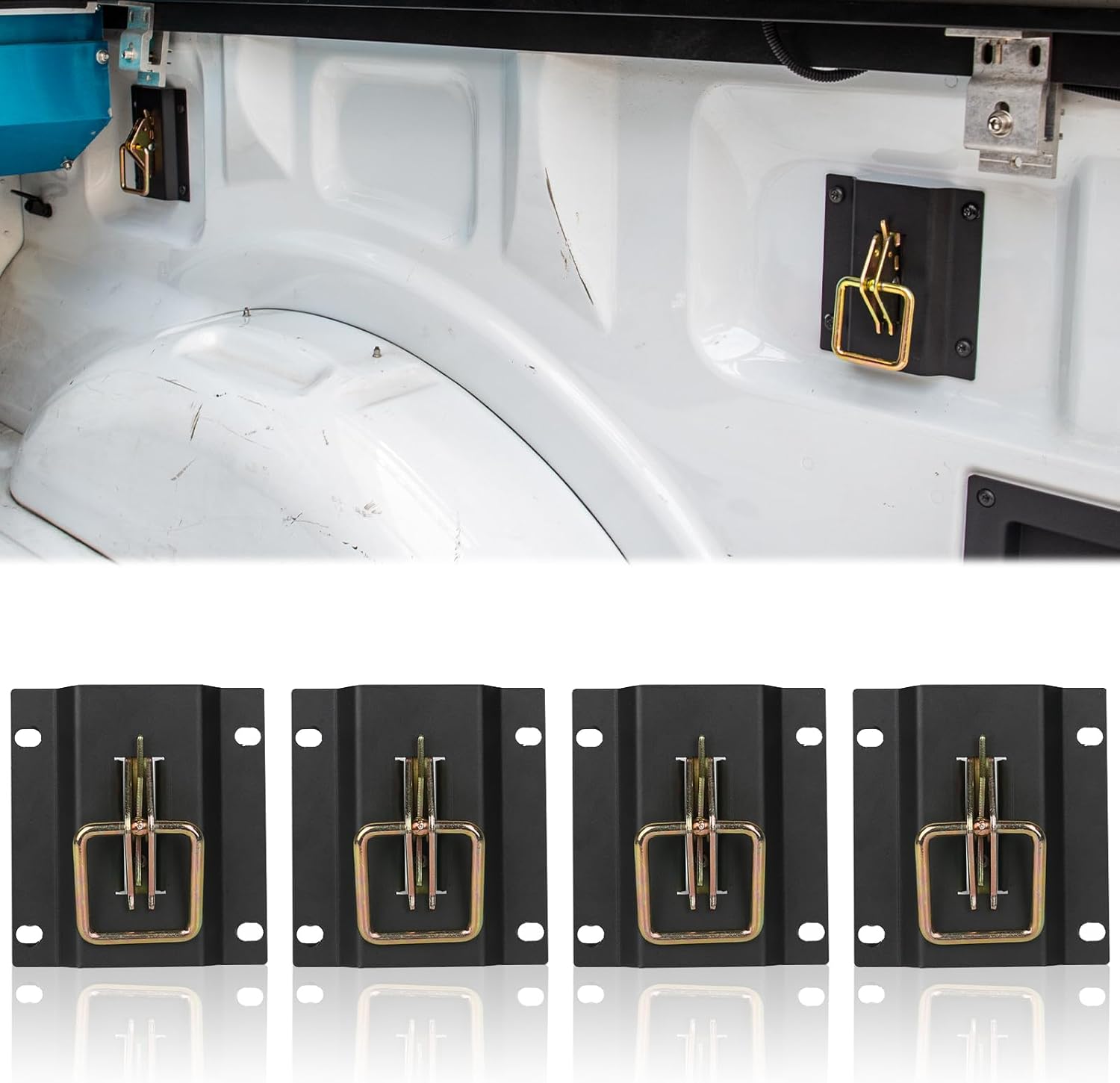 Truck Bed Tie Down Anchor for 2015-2023 Ford F150,F250,F350,Raptor, E-Track Tie-Down System Box Link Bracket Plates(4 Pack)
