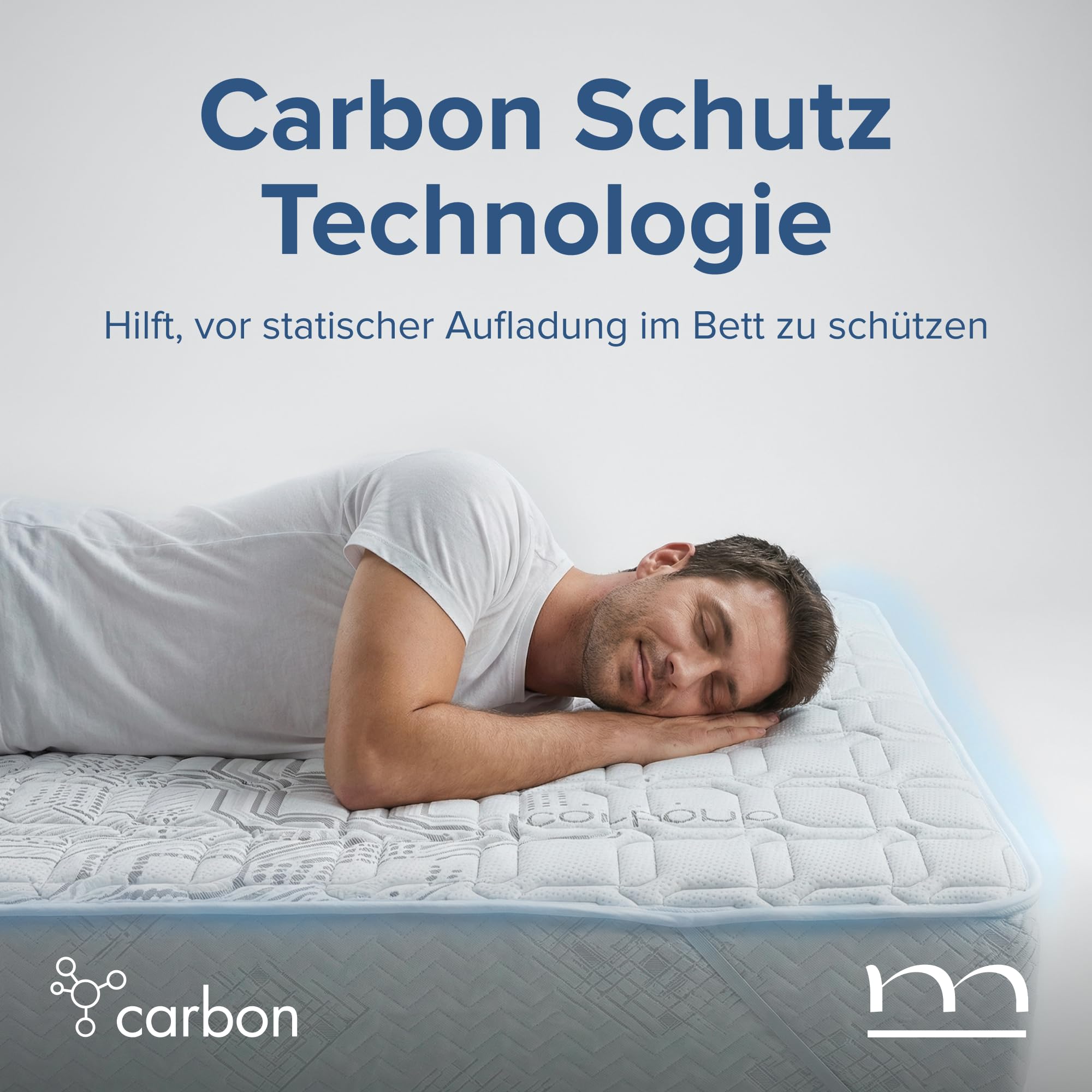 Matratzenschoner 90 x 200 cm Carbon | Matratzenauflage Antistatisch & Atmungsaktiv | Matratzenschutz Waschbar bei 60°C für Allergiker | Antibakterielle Bettauflage Spannauflage Carbonfaser