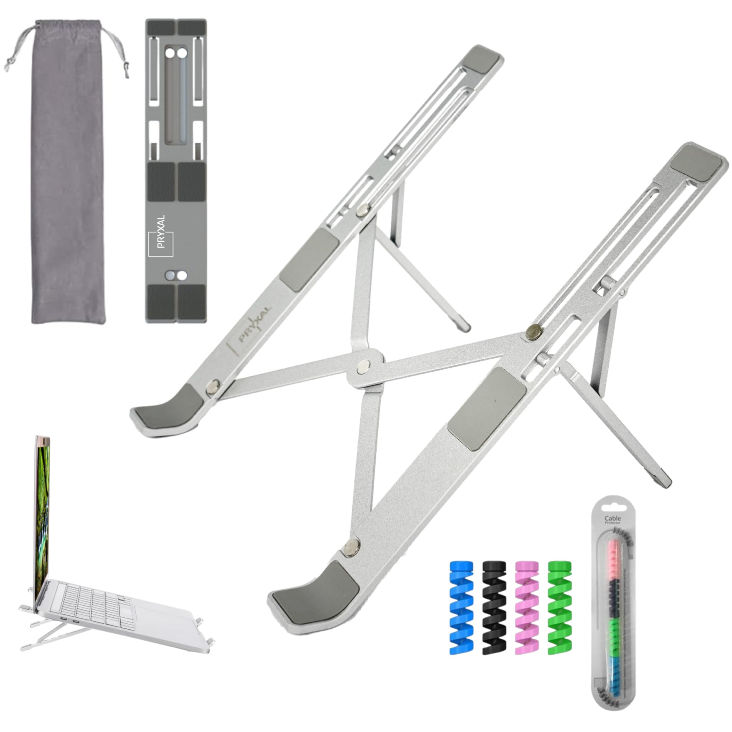 PRYXAL Laptop Stand for Desk and Tabletop, Metal Laptop Holder, Adjustable Laptop Stand Metal for MacBook, Tablets, Mobile Phones, Ergonomic Stand for Laptop, Durable Aluminum Laptop Riser (B0DBLSMQQ4) Amazon Price History, Amazon Price Tracker