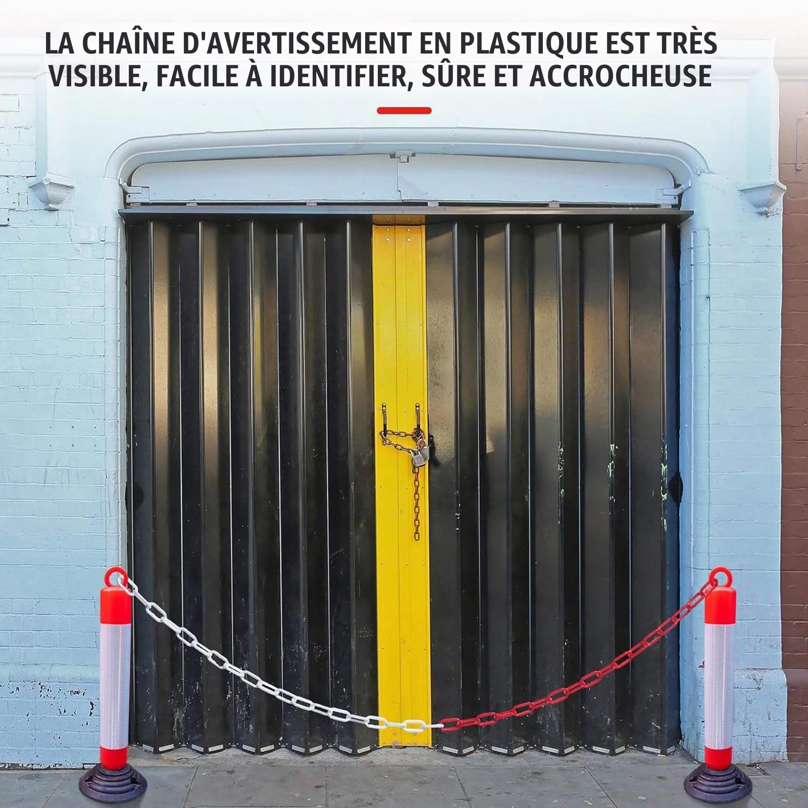 NEWFUN 50M chaine plastique, chaine plastique rouge et blanche, Convient pour les zones de quarantaine/parkings