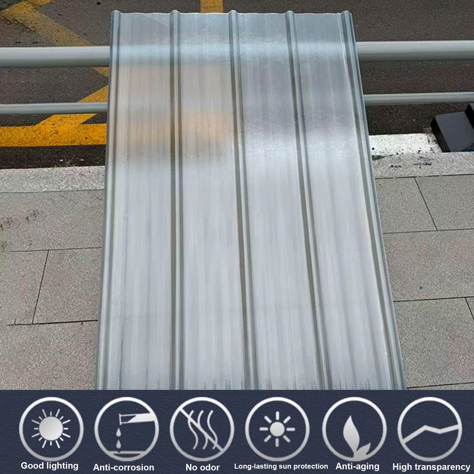 Hojas De Techo Corrugado,2mm Planchas Transparentes Tejados,FRP Con Resistencia A Los Rayos UV,Chapa Ondulada Para Invernaderos Prueba De Lluvia,Placa De Aislamiento (0.9×1.2m/35×47in,1pcs)