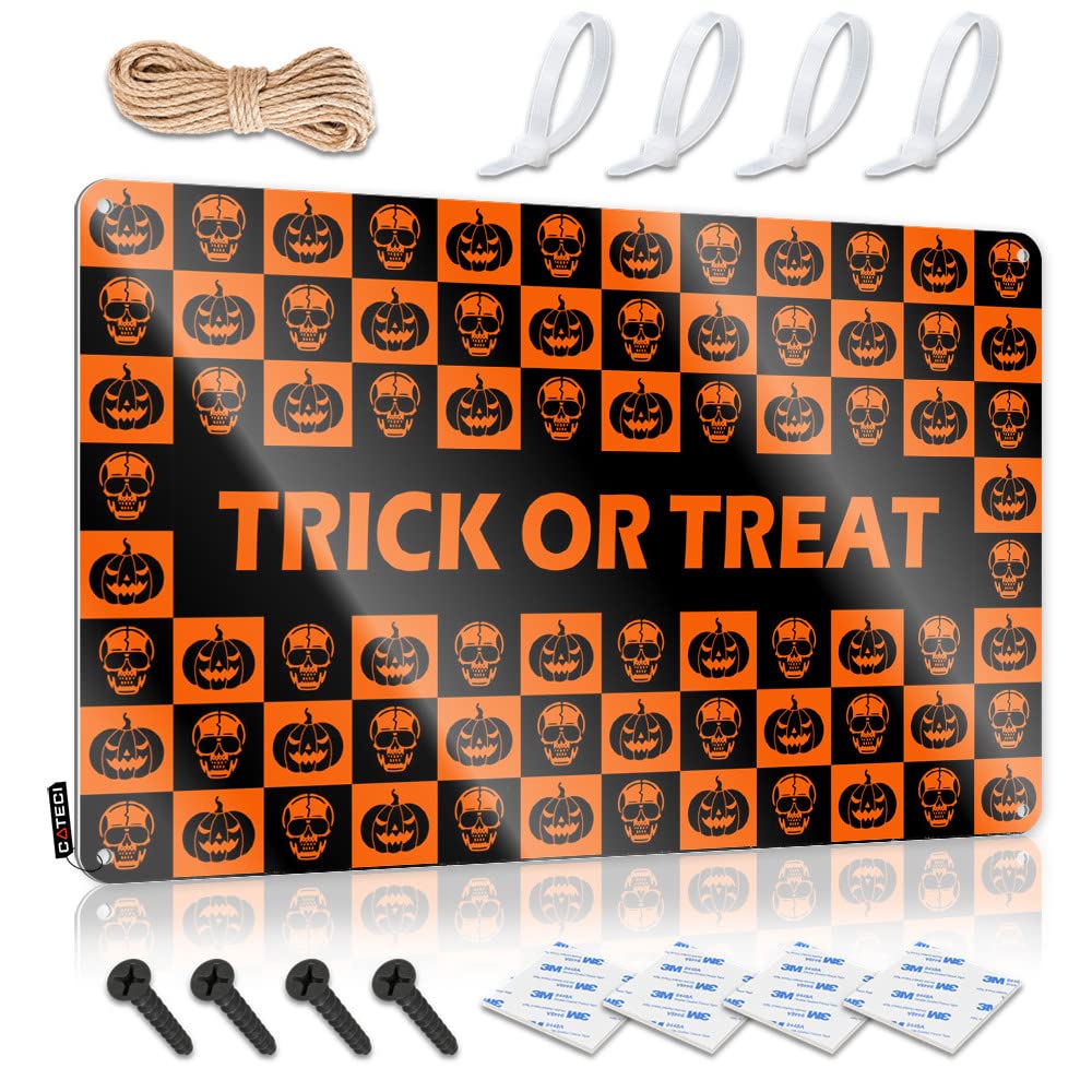 IBWNBBUSN Man Cave Wall Decor Trick Or Treat Pumpkin Halloween Tin Sign 1 Home Bar Tin Sign Metal Tin Sign Retro(20X30CM)