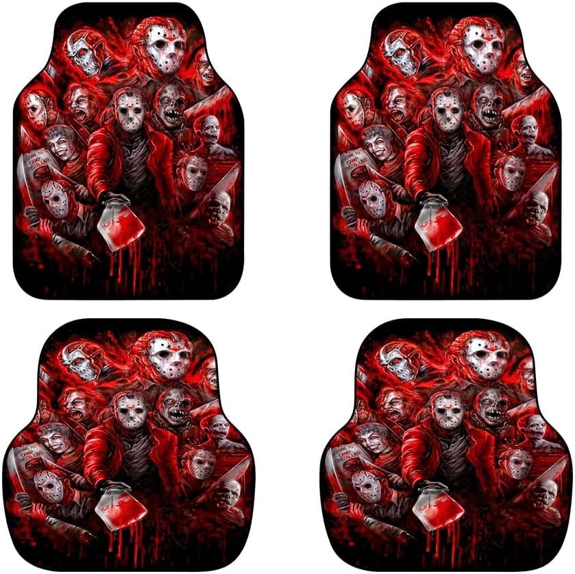 Horror Car Mats NonSlip Thickened Horror Car Accessories Decor, 4Piece Horror Car