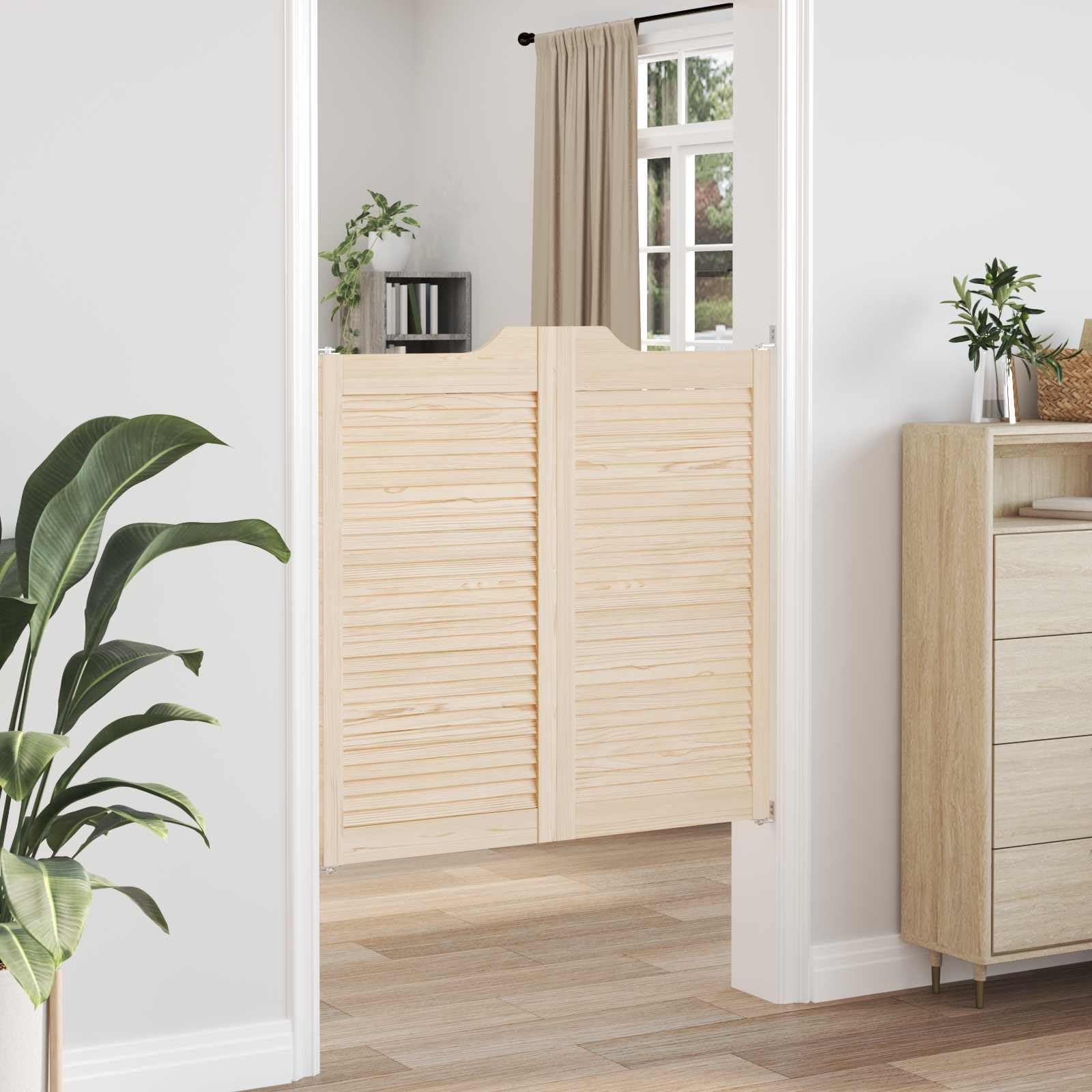 Porta oscillante naturale, 100 x 50 cm, in legno di pino massiccio