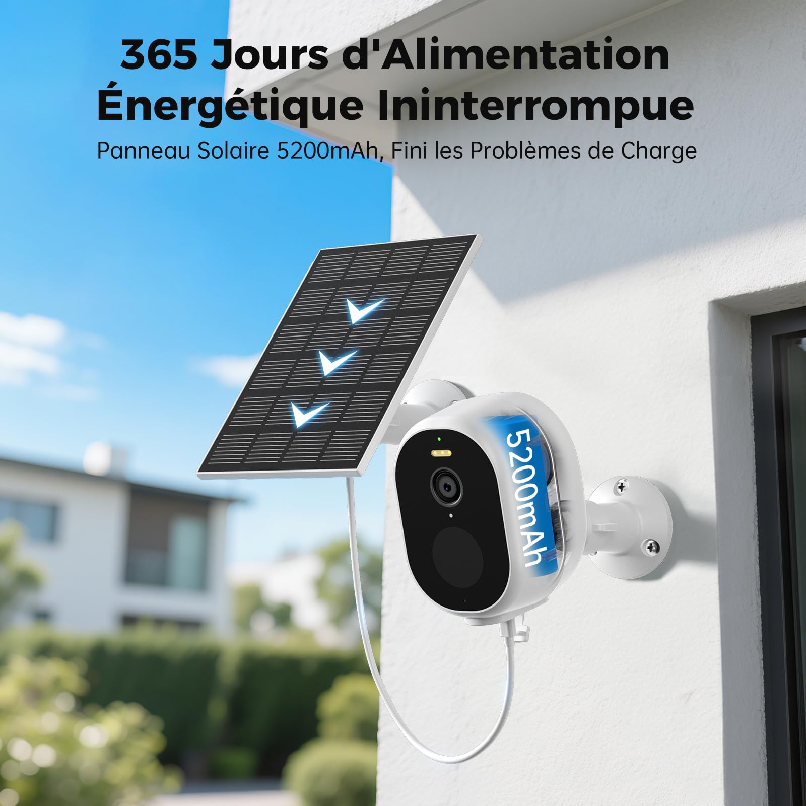 Woox Caméra de Surveillance extérieure Solaire 2,5 K 4 MP WiFi Caméra de Surveillance extérieure sans Fil avec Batterie, lumière Vision Nocturne Couleur, détection de Mouvement PIR, IP65, 2,4 GHz