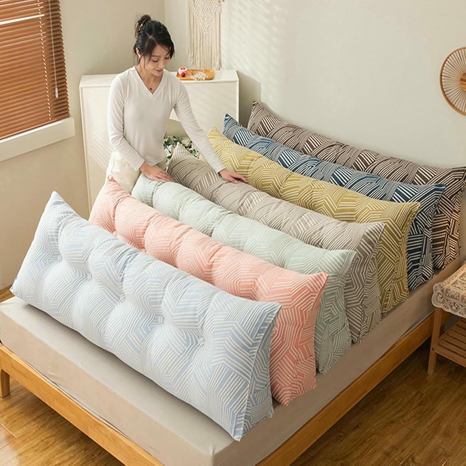 大きなヘッドボードウェッジ枕ベッドヘッドボード用の枕、三角形のウェッジ枕ヘッドボード、ベッドバックレストのポジショニングサポート枕に