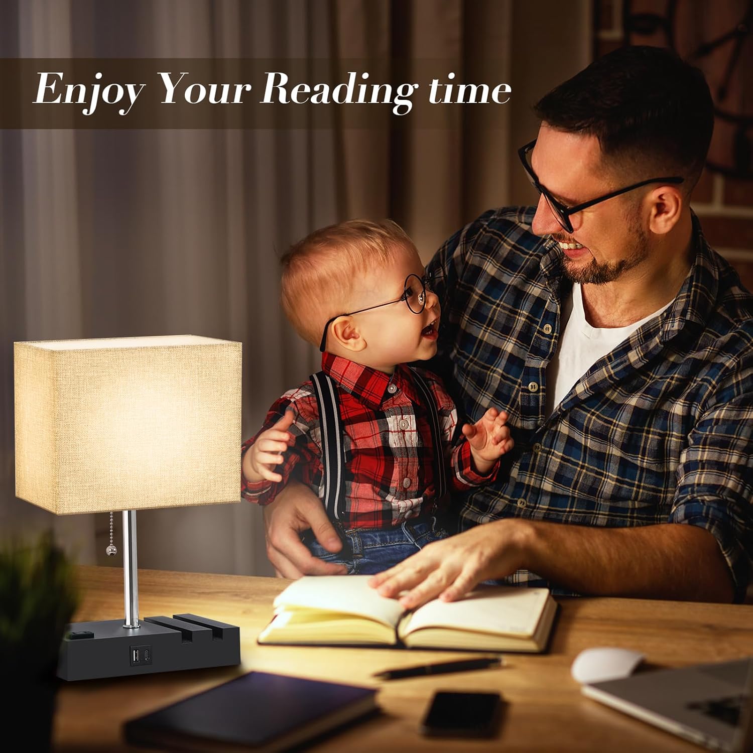 RGB Smart Table Lamp with Remote Control - Alexa Lamp for Bedroom with Voice & APP Control & Music Sync, Dimmable Nightstand Lamp with Charging Station for Living Room, Alexa Bulb Included