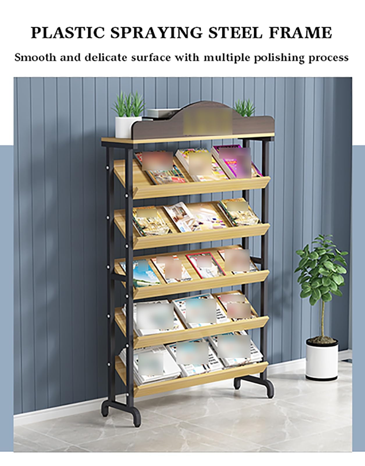 Portariviste da pavimento in legno in vinile, con piedini antiscivolo, perfetto per riporre album, libri, riviste e file (60 x 30 x 127 cm) elegante e funzionale organizer