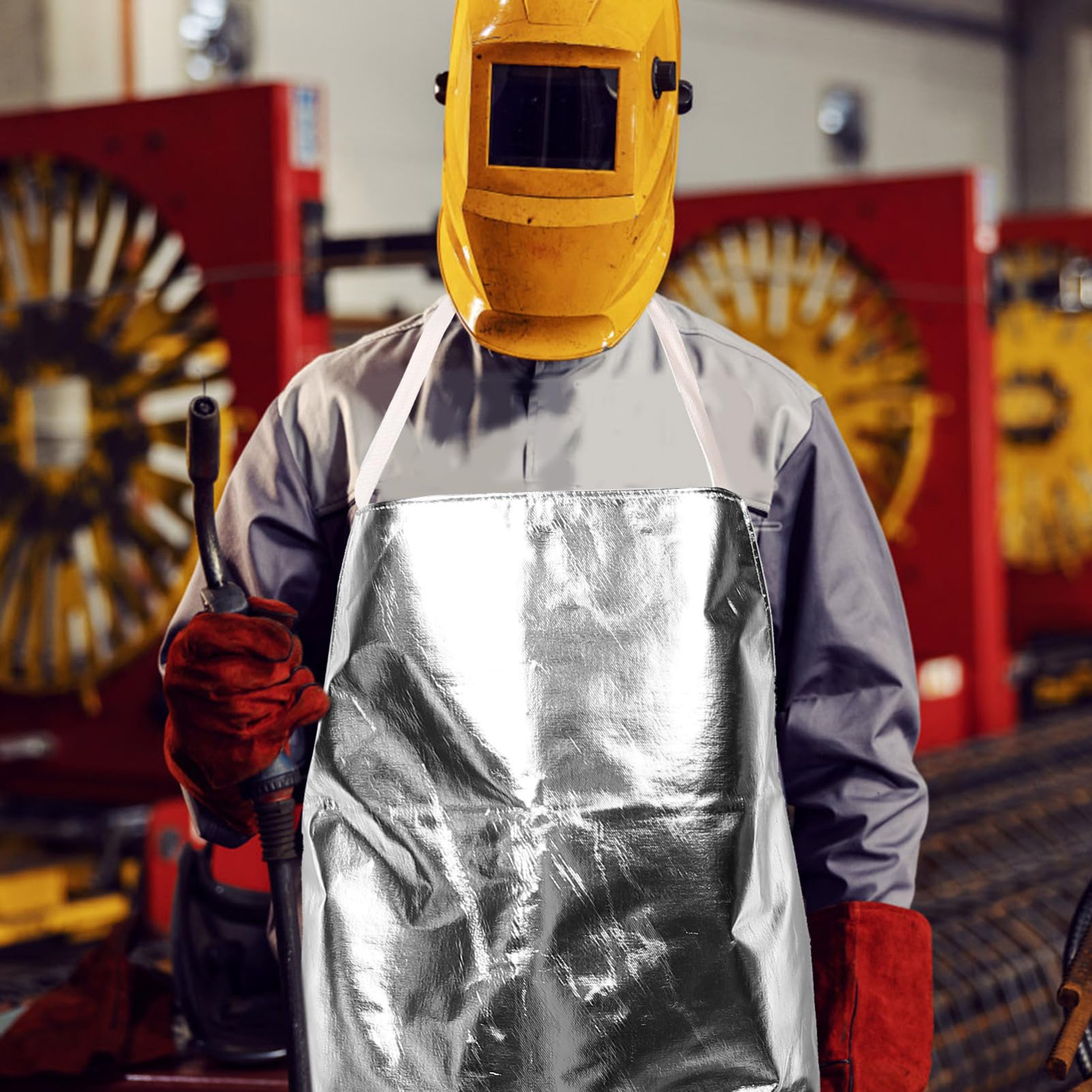 OUNONA Industrieschürze Aluminiumfolie Hitzebeständige Schutzschürze Für Schweißer Flammwidrig Unisex Für Und Hitzeschutz Werkstätten Und Beim Handwerk