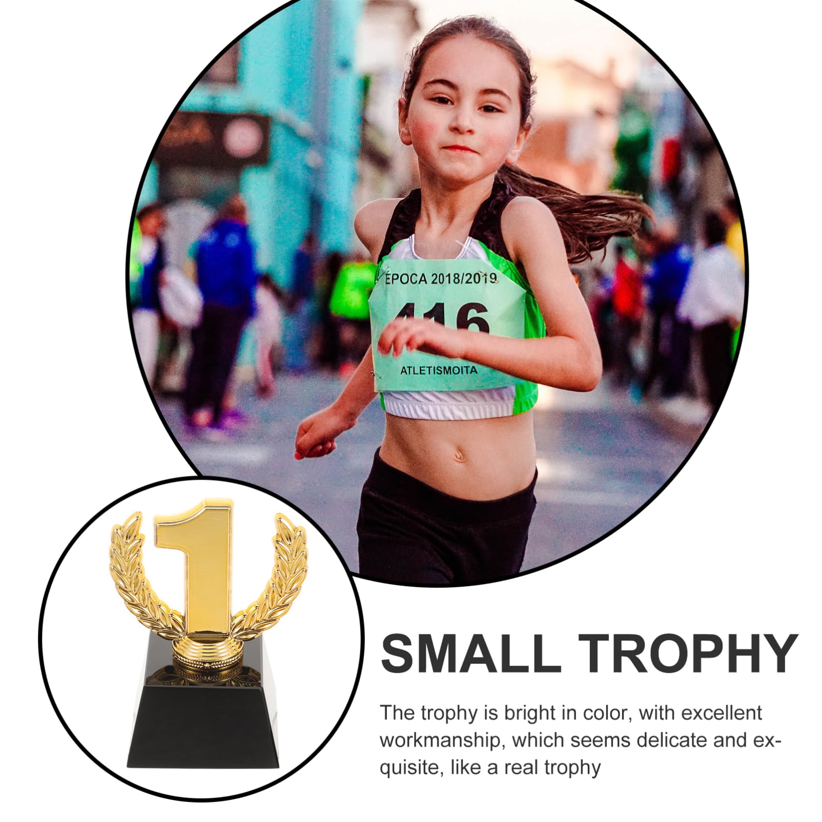 Abaodam Kleine Kristall Trophäe in Gold Kunststoff für Sieger bei Turnieren und Fußball 1 Preis Auszeichnung für Schüler