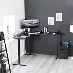 VIVO Electric Multi-Motor Height Adjustable Corner 3 Leg Standing Desk Frame, Frame Only, Sit Stand Ergonomic L Frame with Push Button Controller, Black, DESK-V123EB