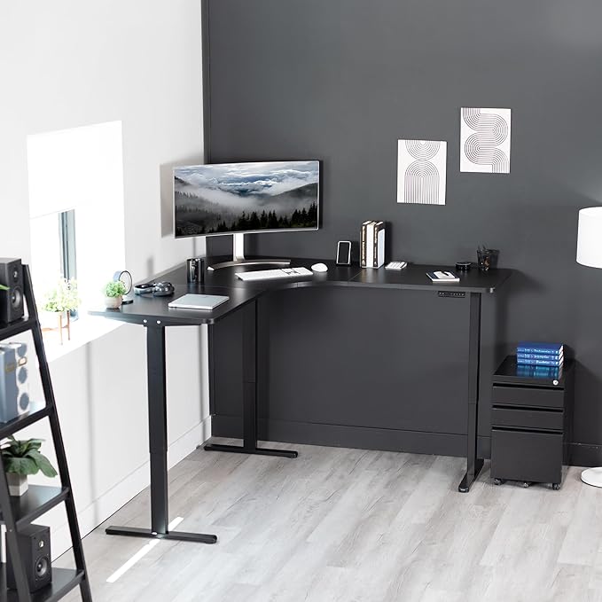 Marco para Escritorio Eléctrico Ajustable en Altura Esquina 3 Patas VIVO Negro miniatura 9