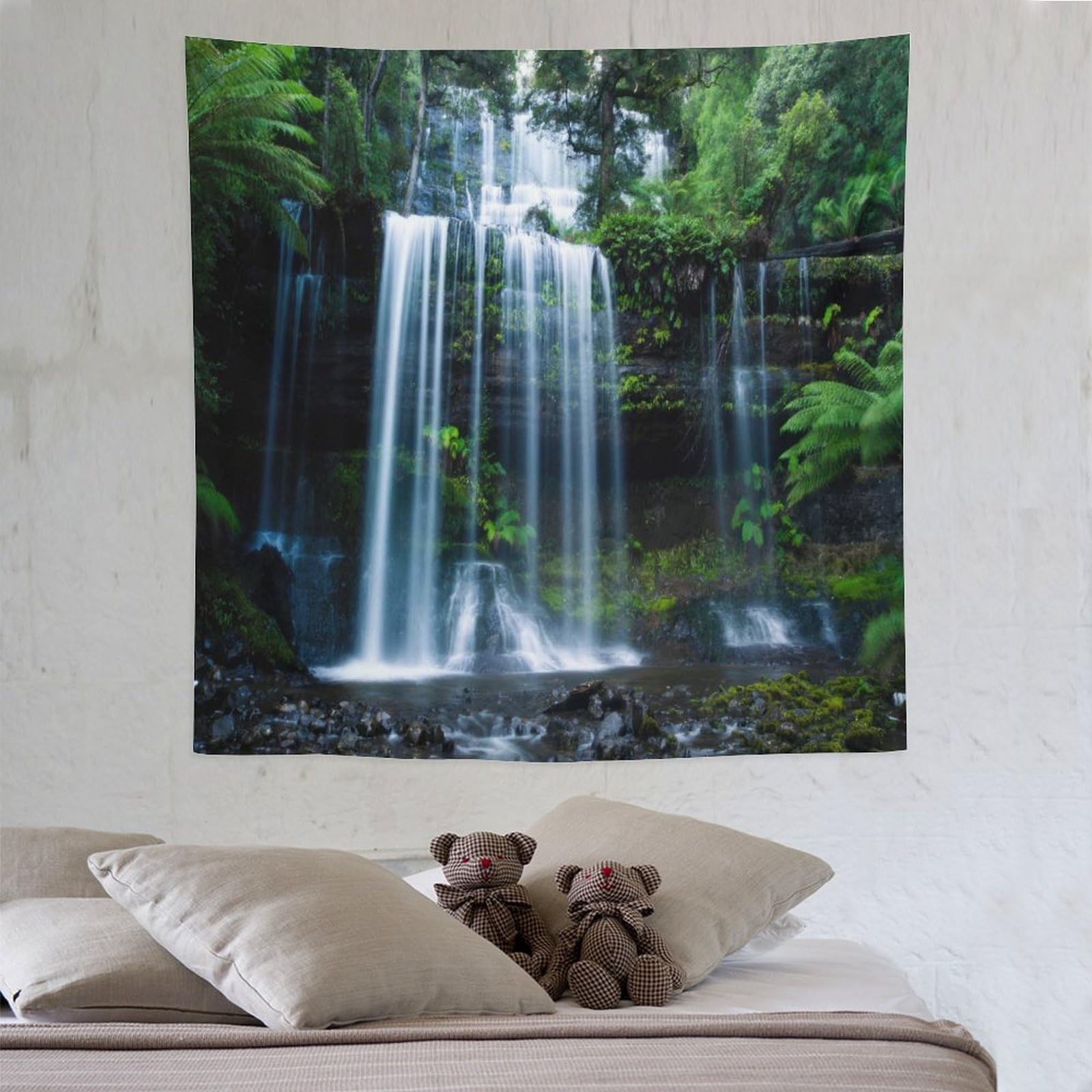 ZhiRain Landscape Tapestry Wall Hanging Rainforest Waterfall Tropical Green Forest Natural Scenery Tapestries Home Decor for Living Room Bedroom