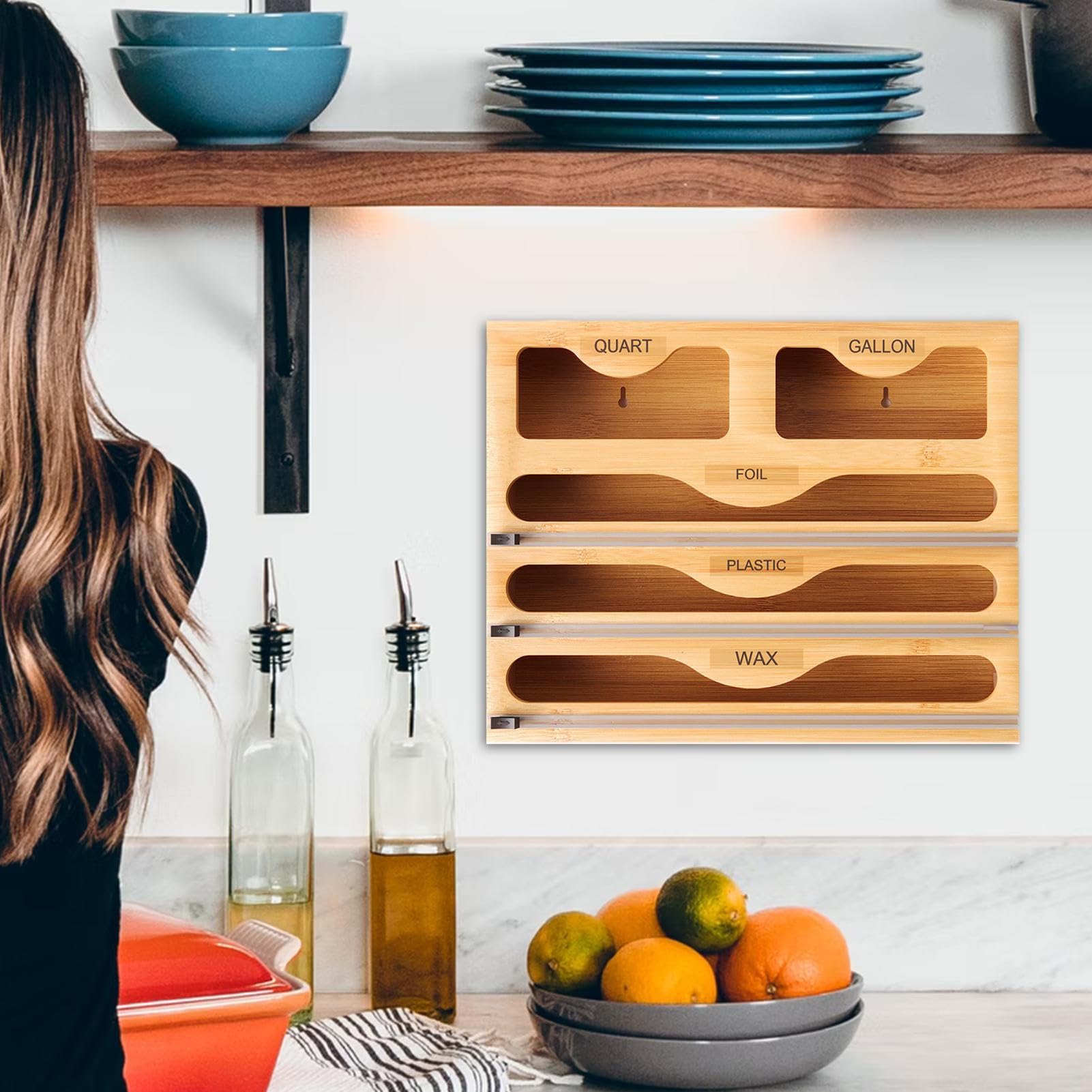 Organizador de Bolsas con Cierre Dispensador Organizador para Rollos 5 en 1 | Organizadores De Envoltura Dispensadores De Envolturas Para Cocinas De Restauración Y Para Cafeterías
