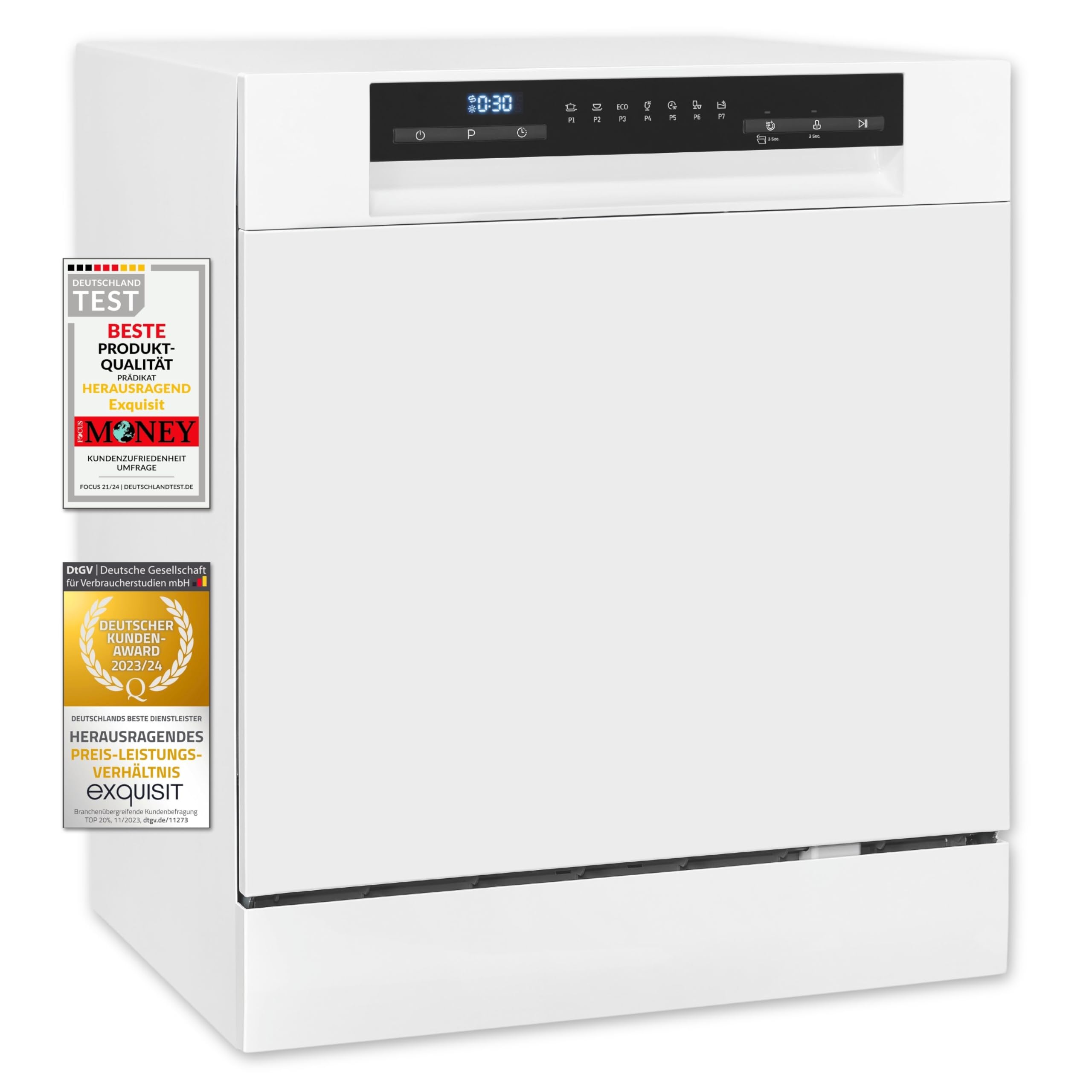 Exquisit Tischgeschirrspüler GSP508-030D weiss 55 cm freistehend 8 Maßgedecke LED Display