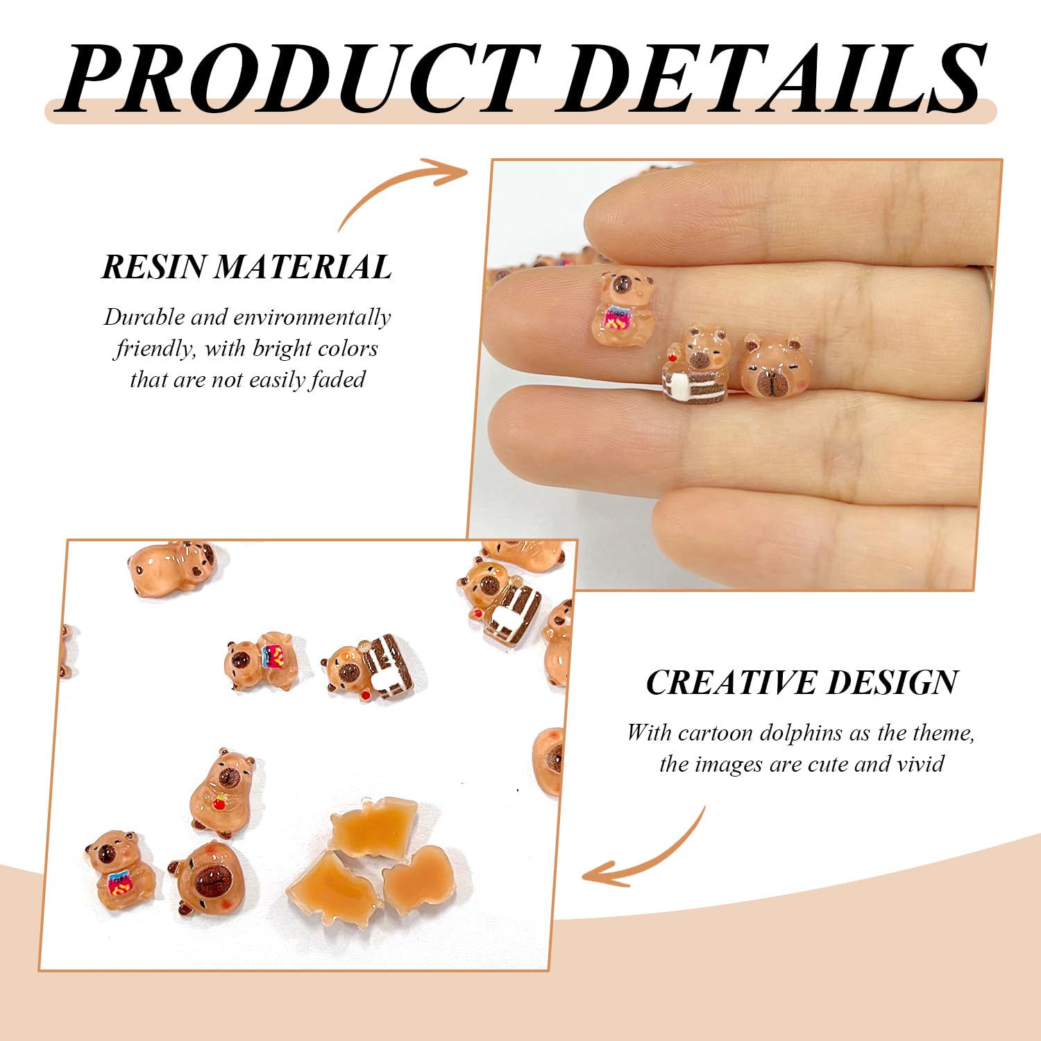 200 Pieces of Cartoon Animal Pendants, Small Capybara Ornaments, Micro-Landscape Decorations, Handmade Model Accessories - Image 3