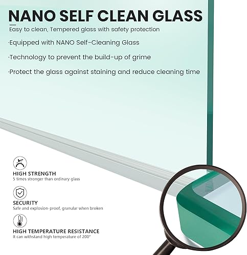 Miniatura 6 de Puerta de ducha para bañera, puerta de cristal de ducha de baño, pantalla de ducha sin marco de 34 x 58 pulgadas con vidrio templado (0.236