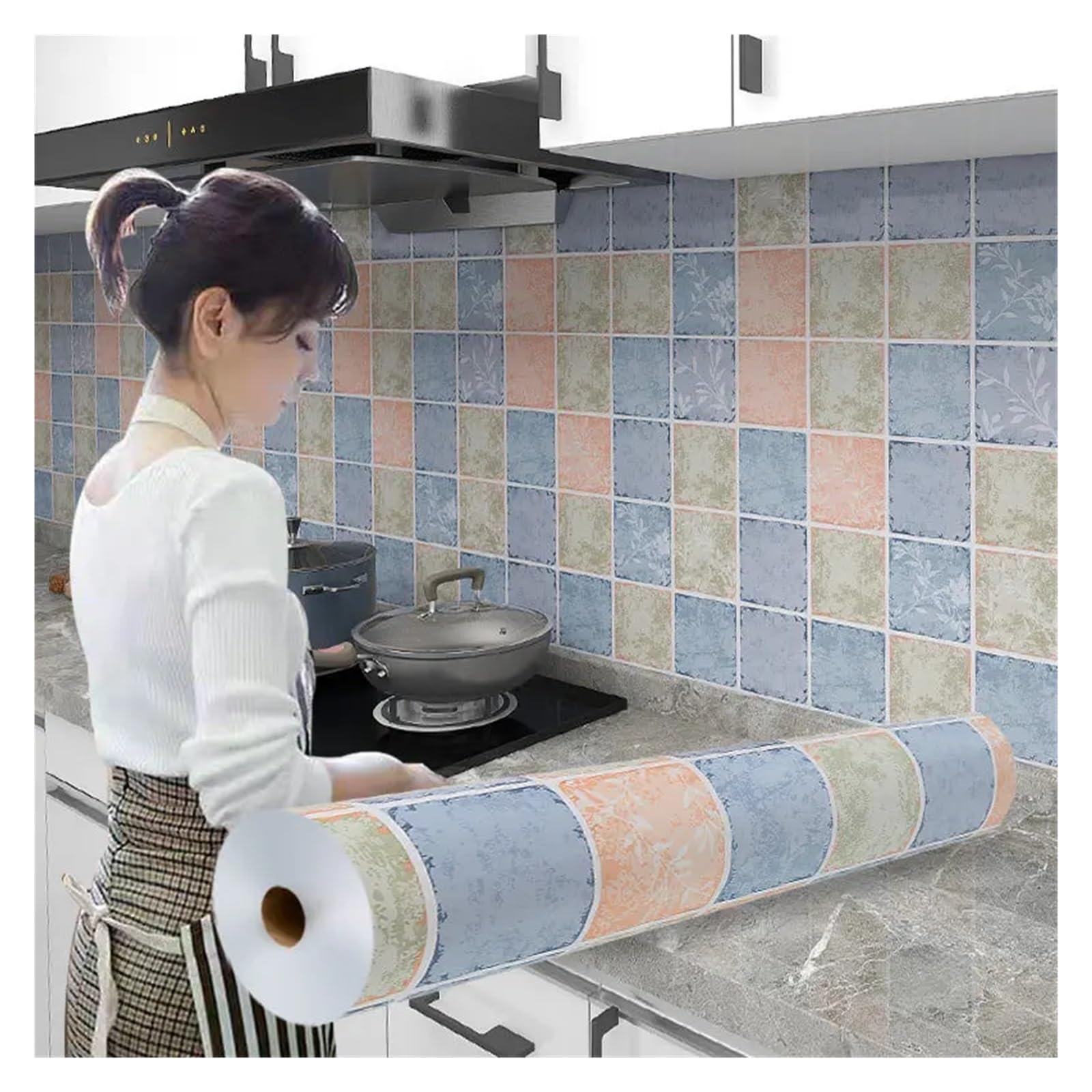 Ayztantine Self-Adhesive Wallpaper Kitchen Stove Oil-Proof Sticker Waterproof High Temperature Resistant Wallpapers Decoration(Color 26,3.0mx60cm)