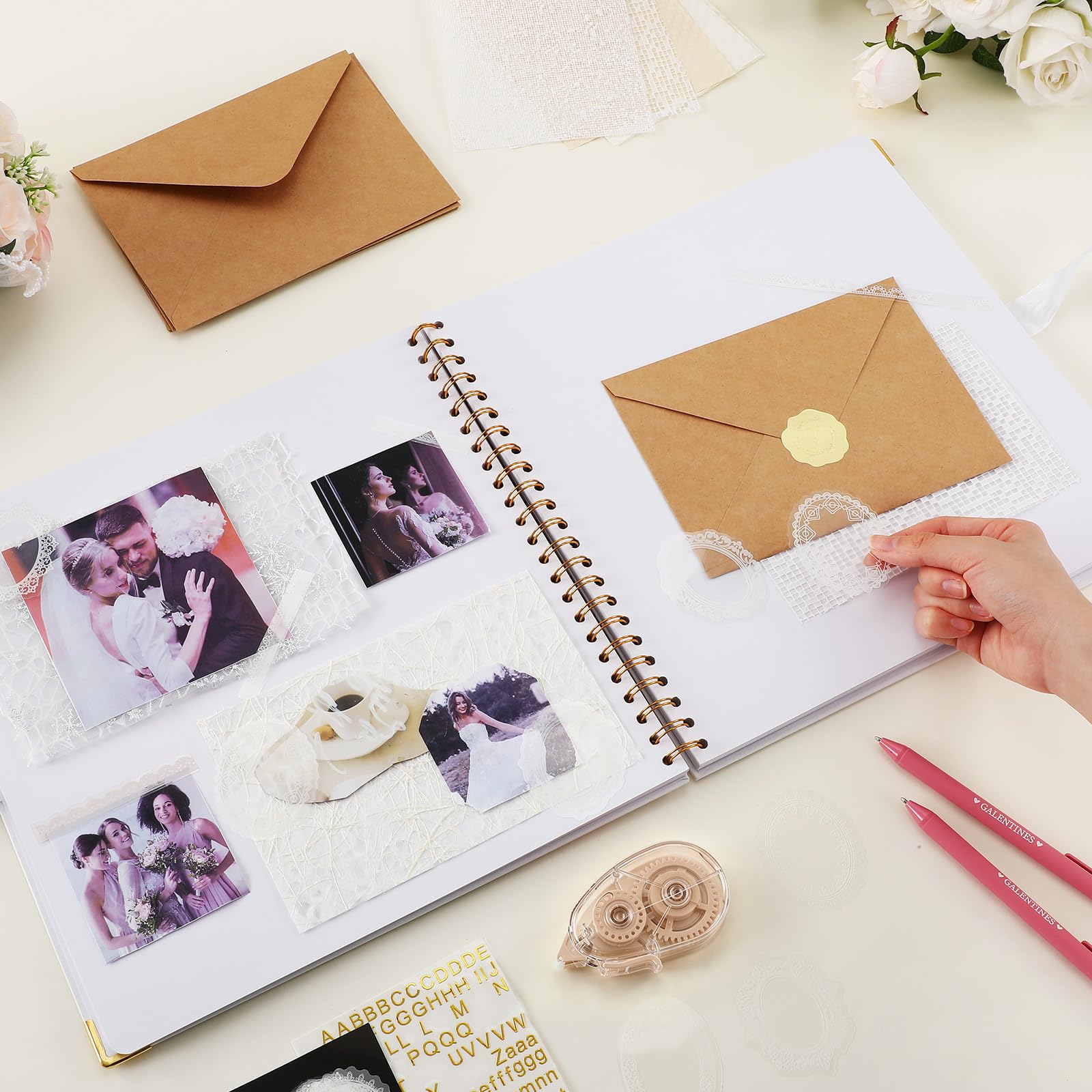 Humyoun Libro de invitados de boda con letras a la novia, álbum de recuerdos de boda, álbum de recortes, álbum de fotos, letrero de invitados con calcomanías de perlas (12 x 12 pulgadas, clásico