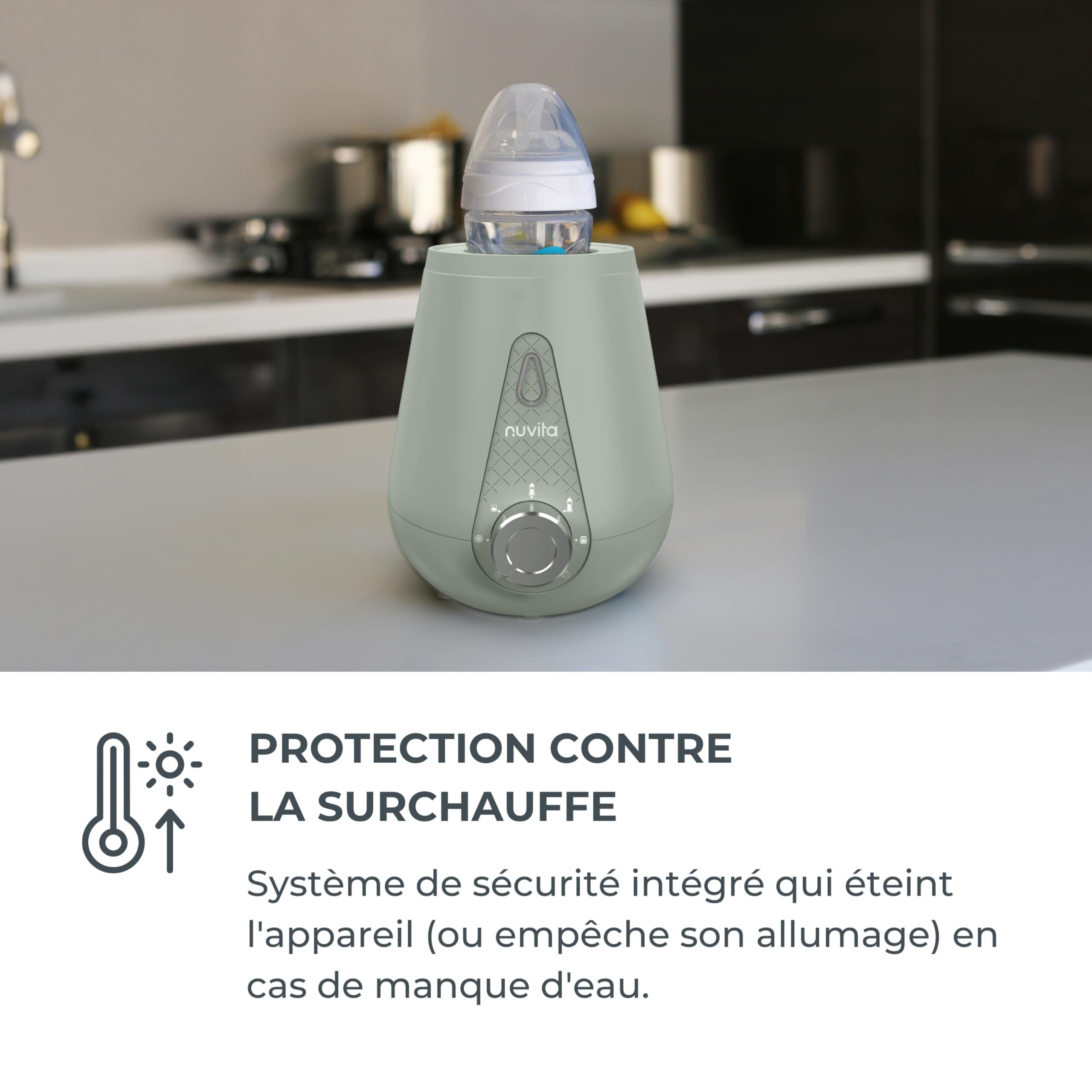 Nuvita 1165 | Chauffe Biberon Voiture et Maison | Chauffe Biberon Portable |Préparateur Biberon | Chauffe Biberon et Repas | Preparateur Biberon Automatique | Lait Maternel - Sage Green