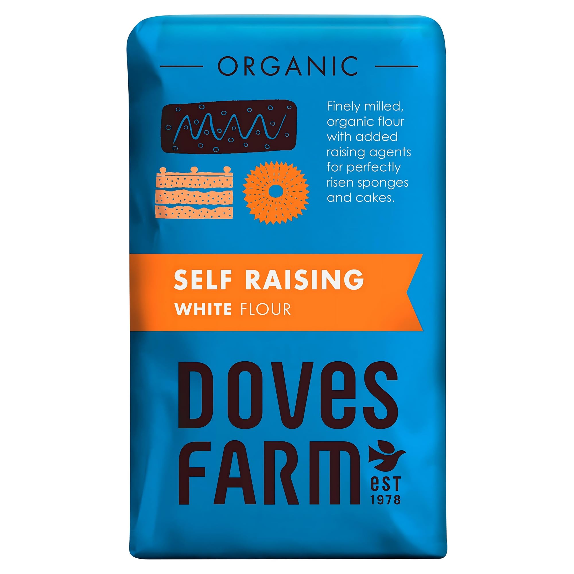 Doves Farm Organic Self Rising Flour 2.2 lb (1 kg) - Kosher & Vegan Friendly British Self Raising White Flour for Baking | Ideal for Cakes, Dessert and Everyday Baking | Imported UK Food
