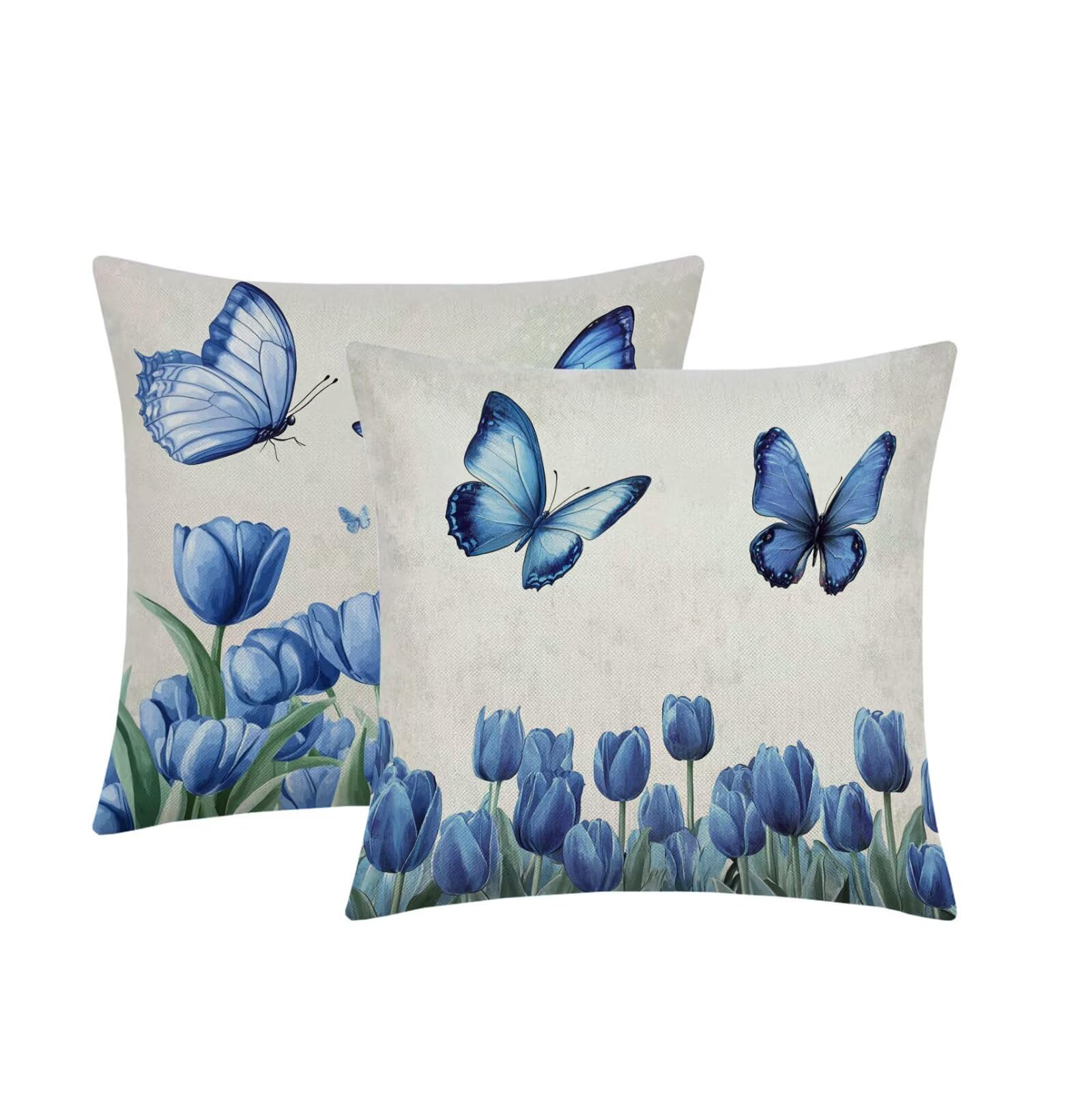 Coussin Exterieur Impermeable Coussin 65x65cm Lot de 2 Blanc Papillon