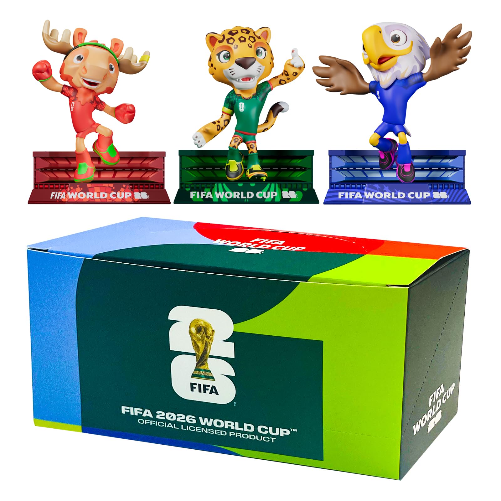 DICEKOO Ensemble mascotte de la Coupe du monde FIFA 2026 7,6 cm (érable, Zayu, pochette) | Style énergétique | Sous licence officielle | Figurines de collection, idée cadeau pour les fans et les