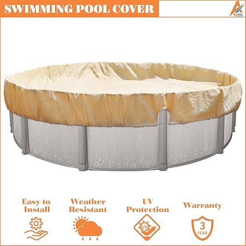 Miniatura 2 de Cubierta de piscina de invierno de 18 pies sobre el suelo, cubierta redonda de invierno sobre el suelo, incluye retractor y cables, resistencia y