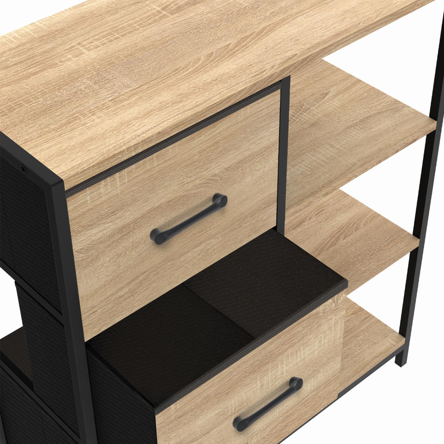 IDMarket - Buffet d'appoint 3 tiroirs et étagères 70 cm Utah Design Industriel