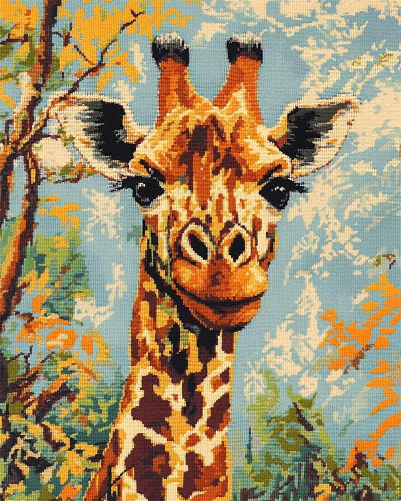 Fwrtycb Latch Hook Kit For Adults And Beginners -Giraffe Diy Tapestry Rug Making With Printed Patterns,20X15inch Canvas Yarn For Home Décor