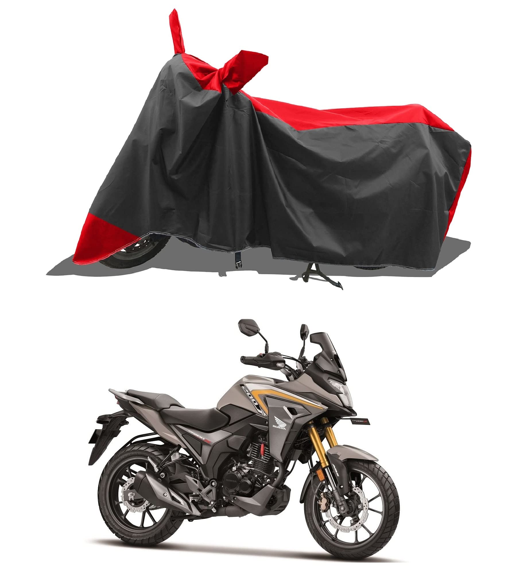 ROMEIZ - Bike Cover for CB 200X New BS6 Cover with Water-Resistant and Dust Proof Premium 190T Fabric_Red Stripe-image-5