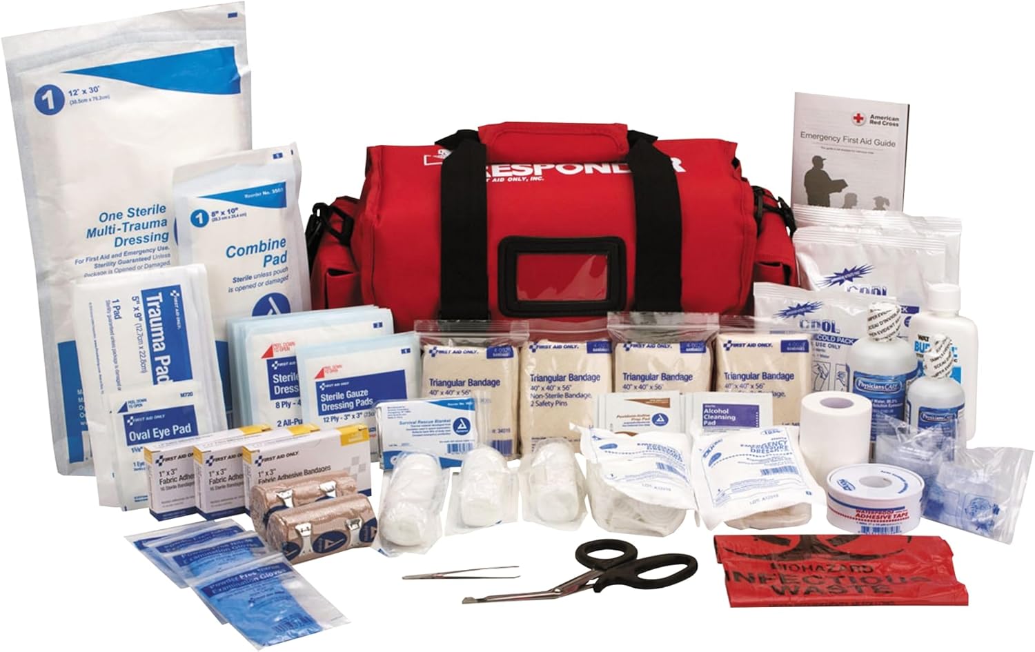 First Aid Only 520-FR All-Purpose Emergency First Aid Kit for Home, Work, and Travel, 158 Pieces