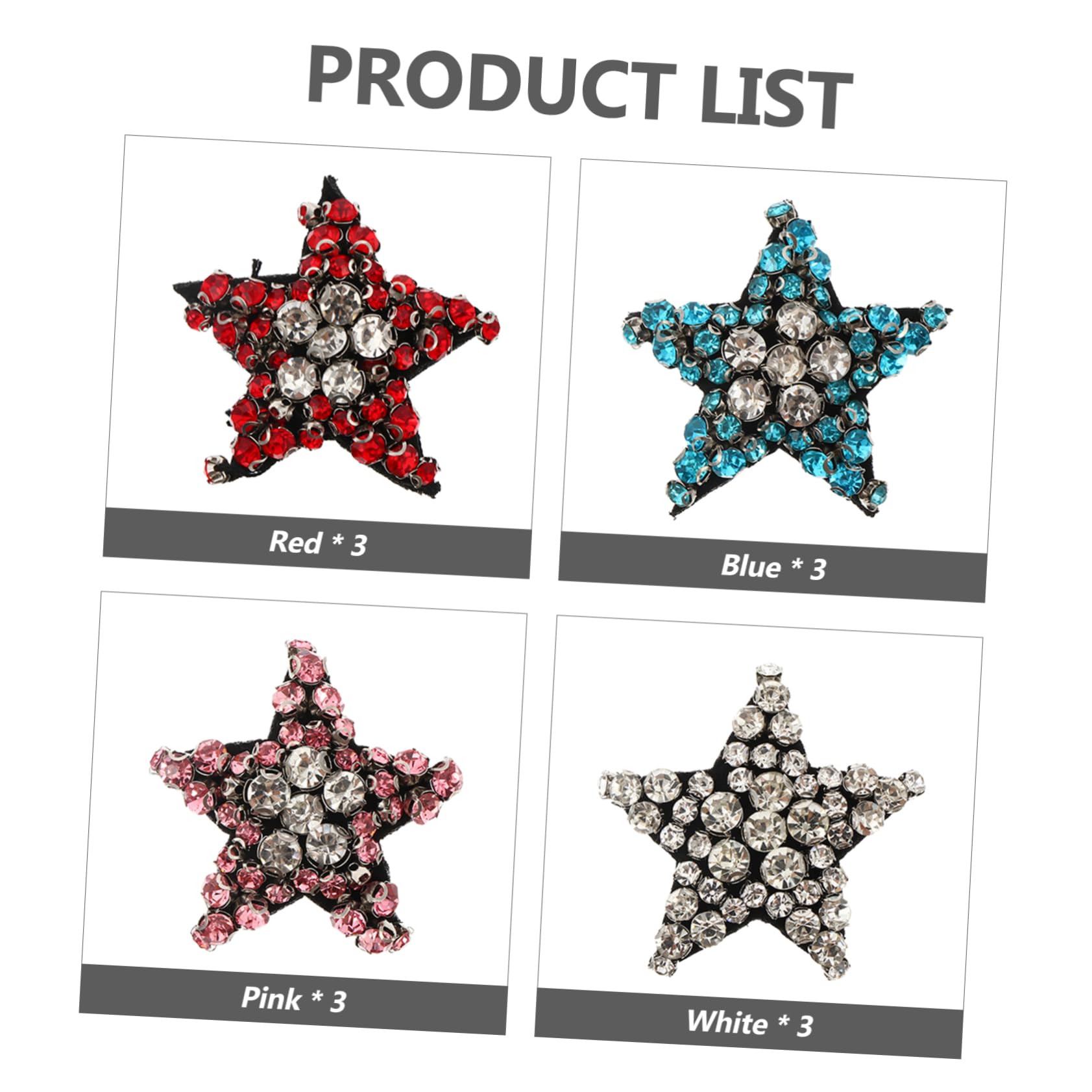 OSALADI 2 Set Del Pentagramma Schiaccianoci Ansimare Calore Numero Adesivo Gemma Toppe Per Giubbotti Toppe Per Jeans Patch Di Stelle Glitterate Adesivo Per Cucire Tessuto 12 Pezzi*2