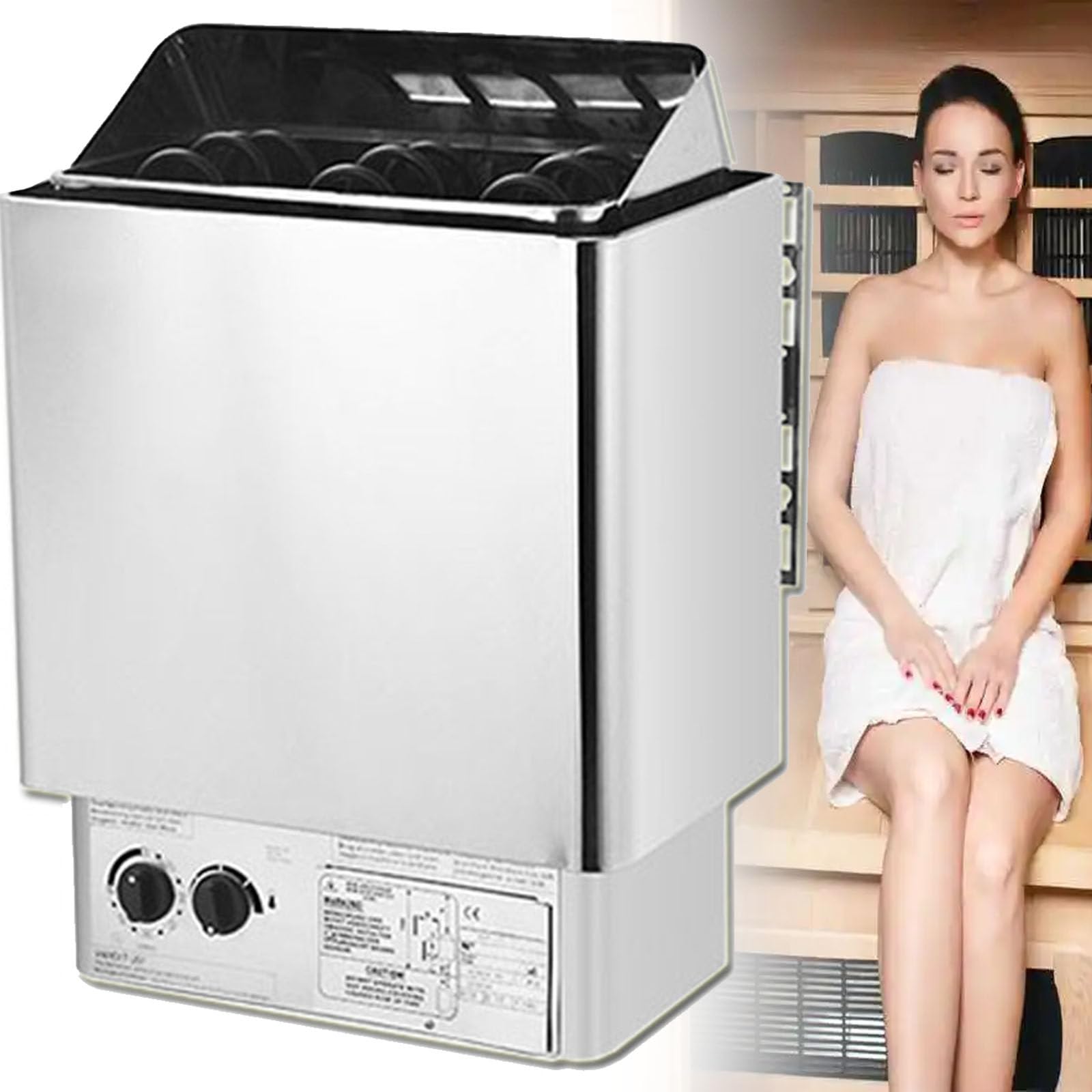 Riscaldatore elettrico per sauna da 4,5 kW-9 kW, stufa per sauna a vapore secco da 220 V con controller interno e timer per la casa, l'hotel, la sauna, la spa, il bagno,8KW