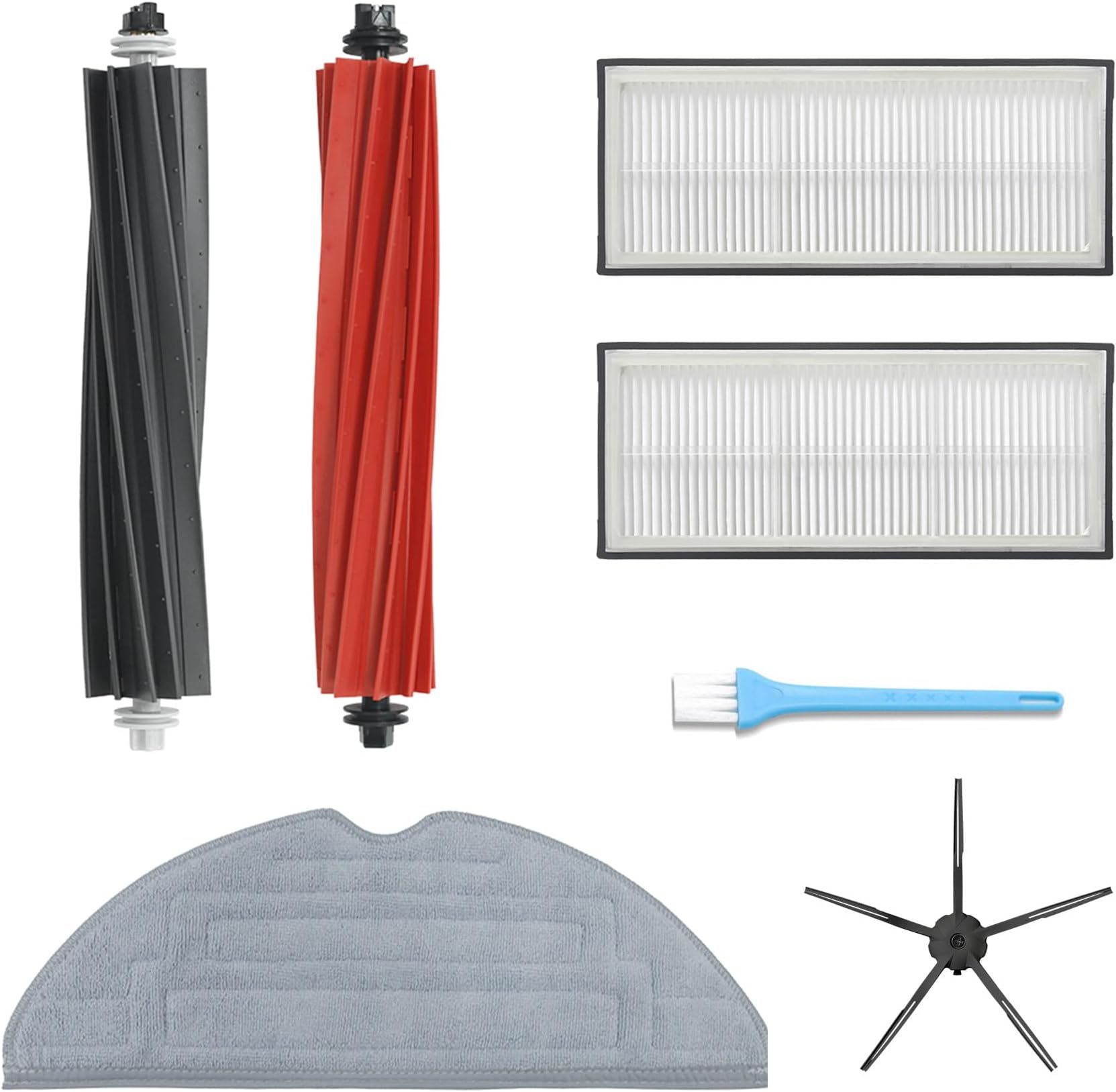 Accessories Compatible with Roborock S8 Robot Vacuum Cleaner Replacement Parts,1 sets of Main Brushes,2 HEPA Filters, 1 Side Brush, 1 Mop Cloth, 1 Cleaning Brush