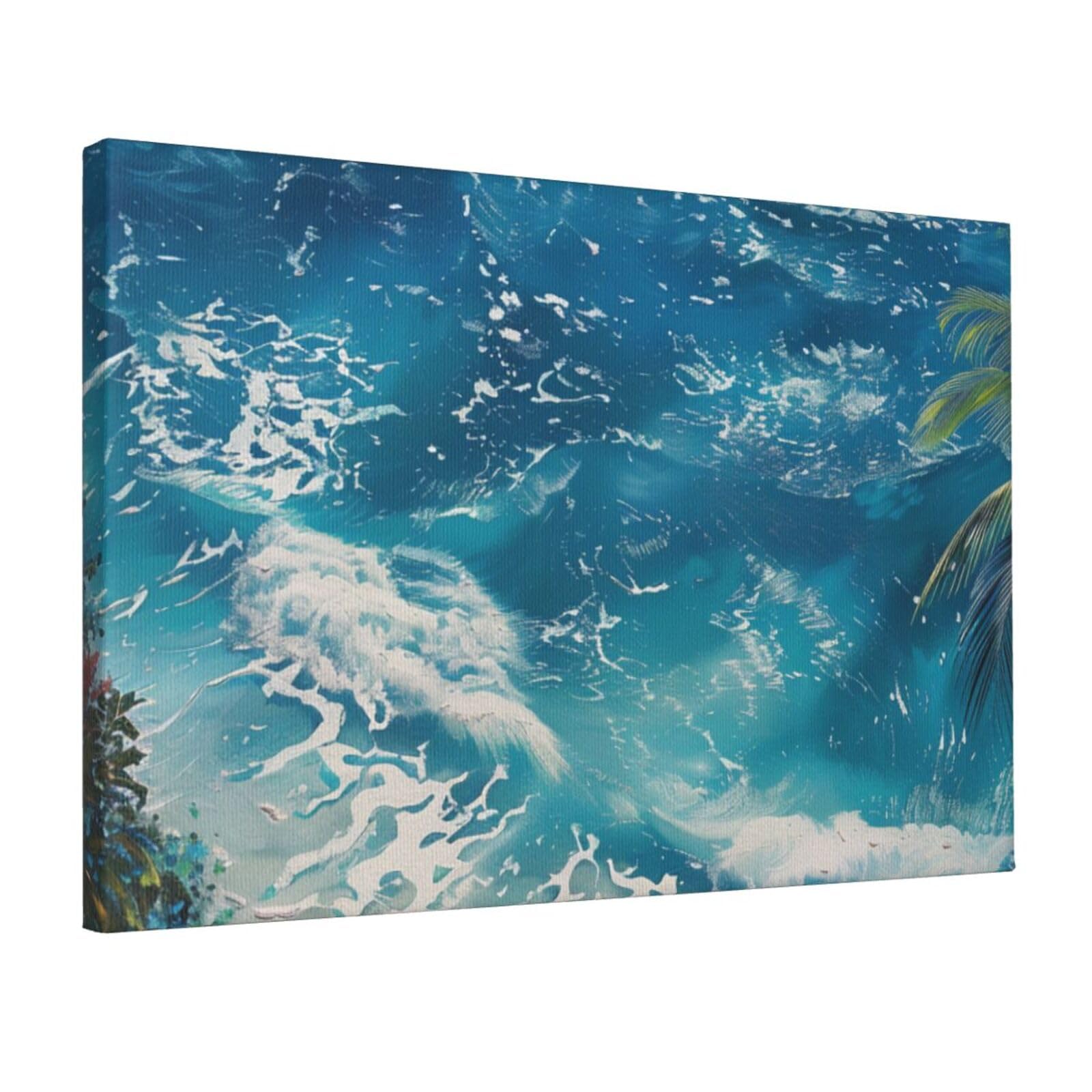 YKLJG Tropical Sea Beach Theme Printed Wall Art Canvas Prints 45x30 CM Wooden Framed Picture Painting Artwork for Bedroom Kitchen Home Office Decor