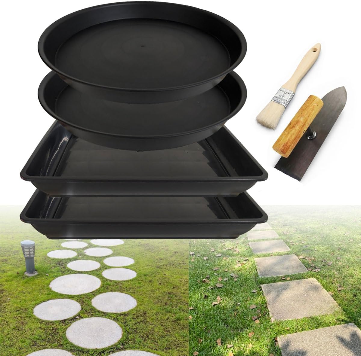 Round Stepping Stone Molds, 4 Size Cement Paver Molds for Concrete 12.7'' 13.2'' Plastic Brick Concrete Molds and Forms for Walkways Garden Pavement