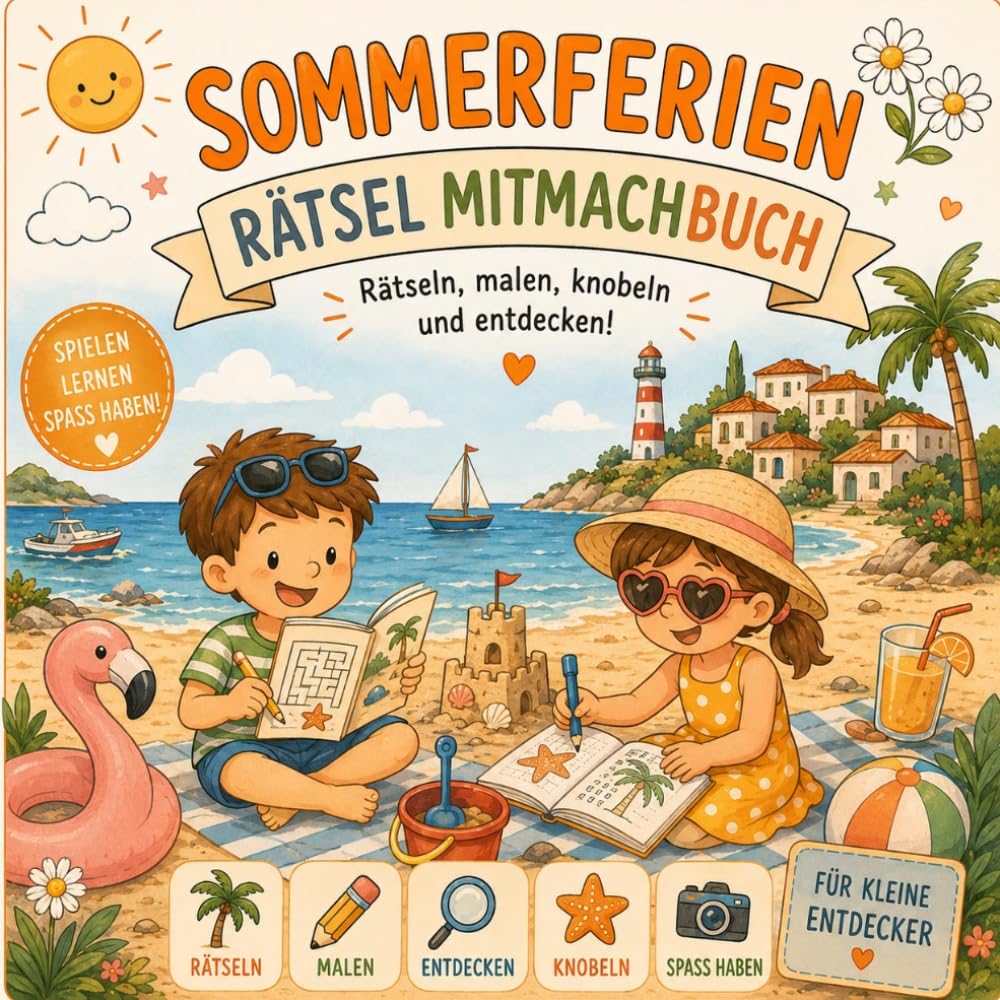 Sommerferien Rätsel Mitmachbuch: Sommerferien Rätselbuch für Kinder ab 6 Jahren – Sommerferien Mitmachbuch mit Rätseln, Spielen & Beschäftigung für ... für Ferien, Urlaube & Reisen