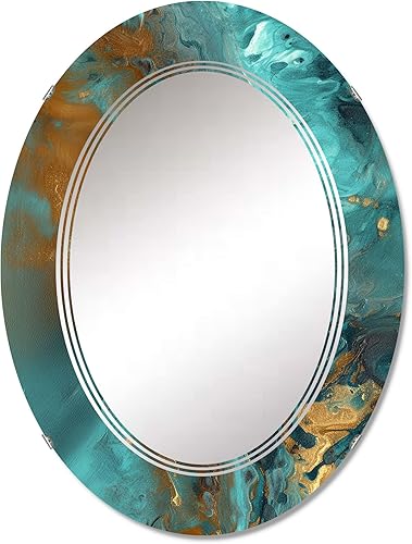 Miniatura 1 de Whirling Waves VIII- Vanity Mirror, Bathroom Mirrors, Wall Mirrors for Living Room, Bedroom - Oval Mirror - Large 20'x30', 24'x36'