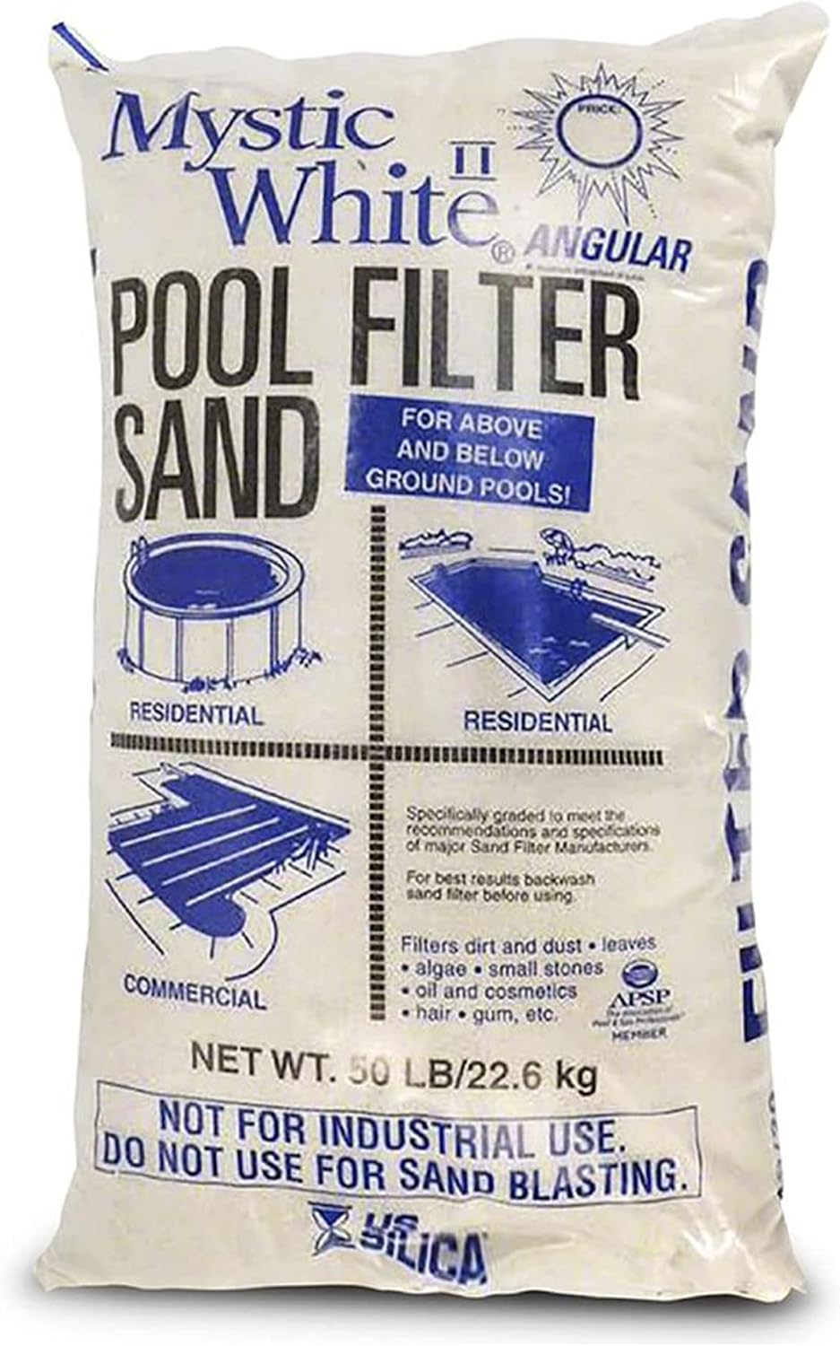 Mystic White II Swimming Pool Filter Sand - 50lb Bag
