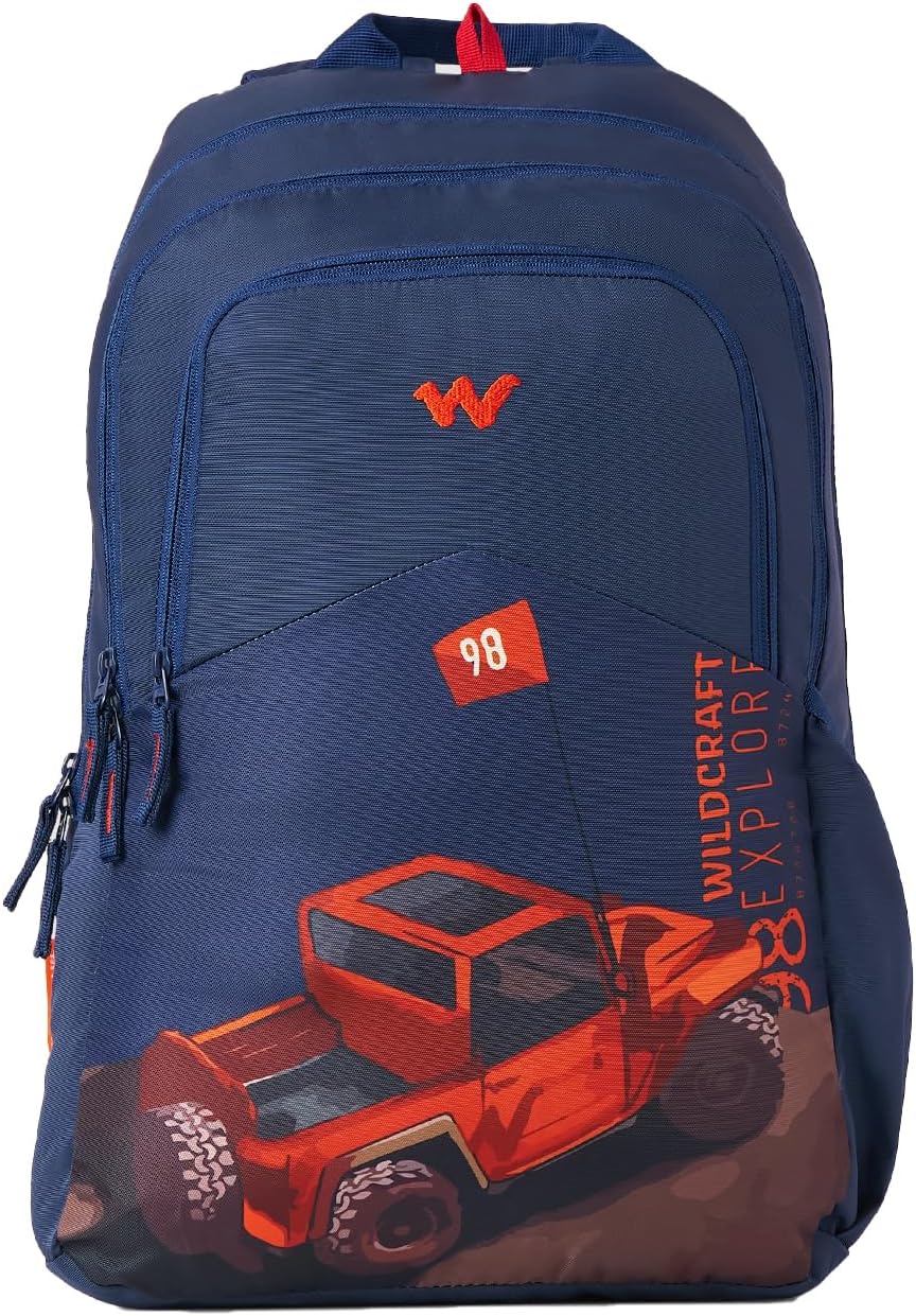 Wildcraft 4X4 Offroad 38 L Laptop Backpack for Men & Women Fits 15.6 inch Laptop Padded Shoulder Straps, Multi Compartments, Anti-Theft Zippers Travel & College Bag M Blue