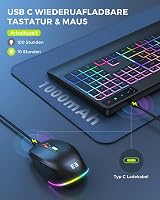 seenda Vezeték Nélküli Billentyűzet-Egér Szett, RGB Háttérvilágítással, Csuklótámasszal, USB/Type-C, Telefontartóval, QWERTZ, PC/Mac 6