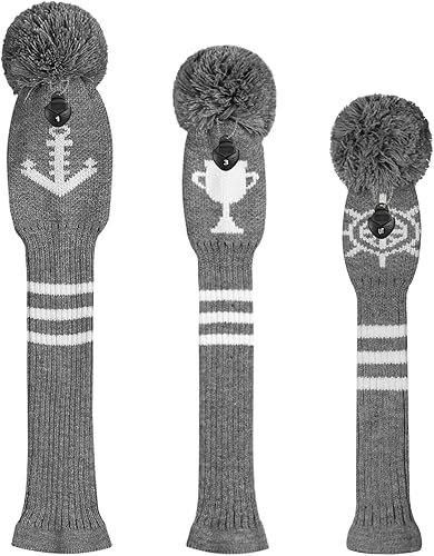 Miniatura 2 de Scott Edward Juego de 3 fundas de cabeza de golf de punto para maderas se adapta bien al conductor (460 cc) madera de pasillo e híbrido (UT), el