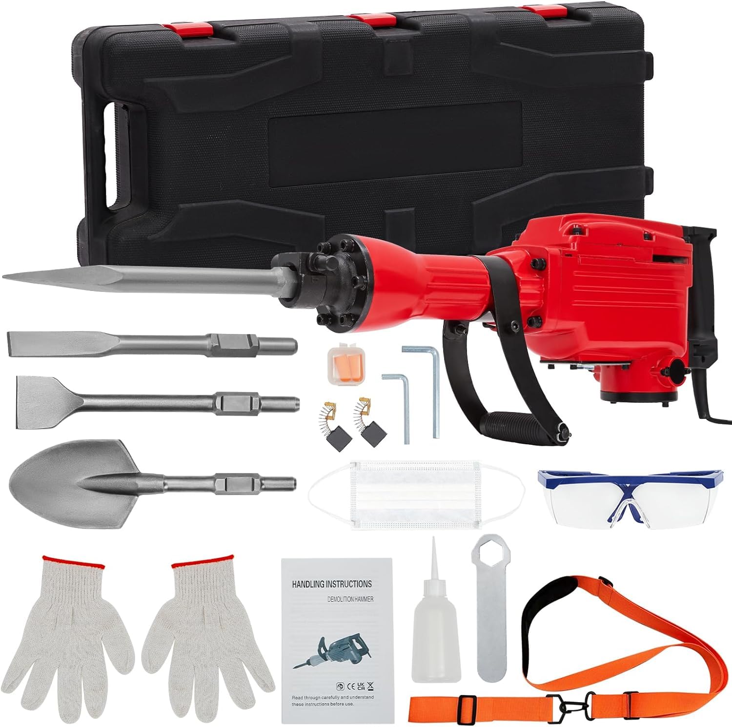 GAOMON 2200W Demolition Electric Jack Hammer with 4pcs Chisels Bit Set, Concrete Breaker Tool Kit Heavy Duty Power Hammer