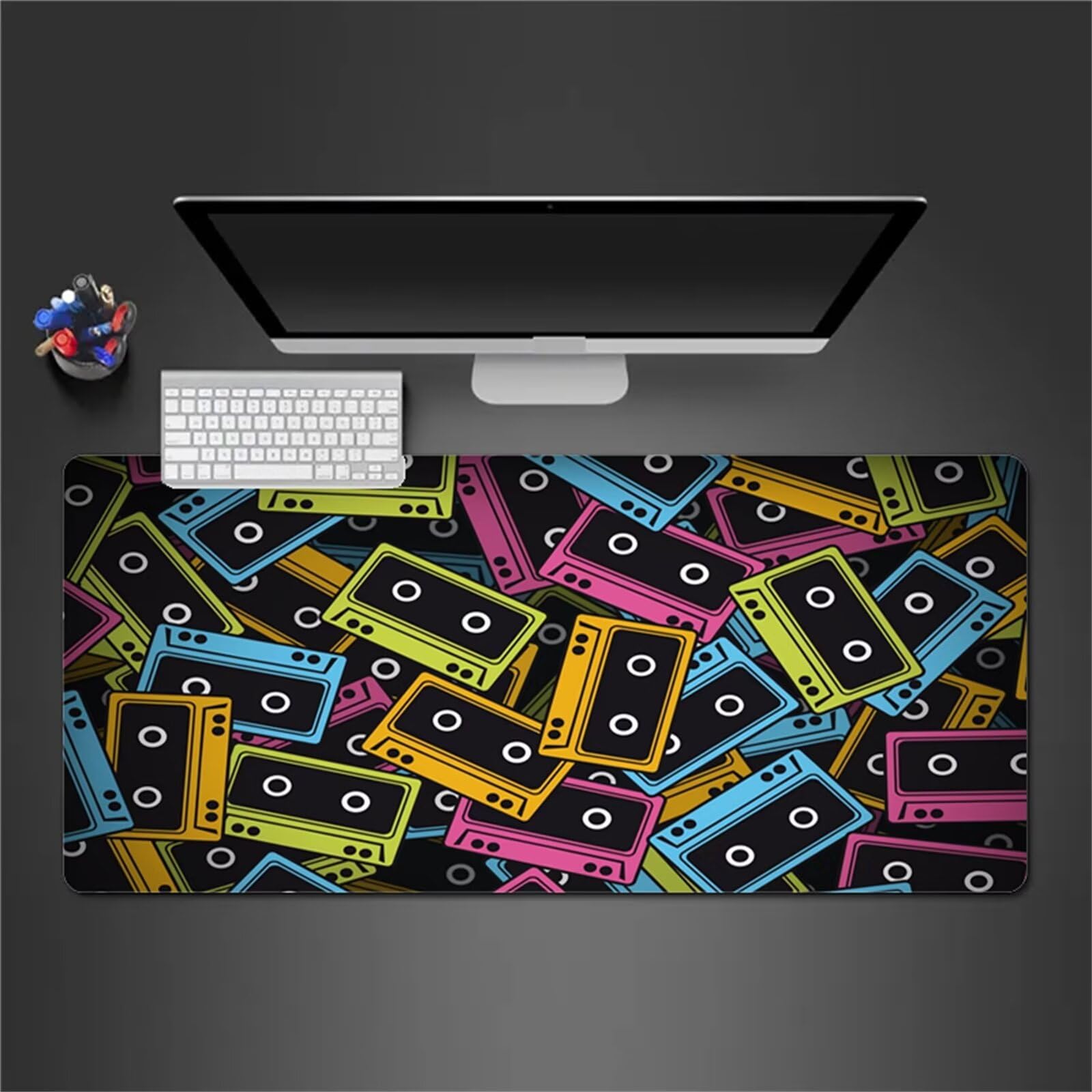 Alfombrilla Raton Gaming XXL 1200x600x2cm Alfombrilla de Ratón Grande Alfombrilla Gaming de Escritorio con Base Antideslizante para Gamers PC y Portátil (Música)